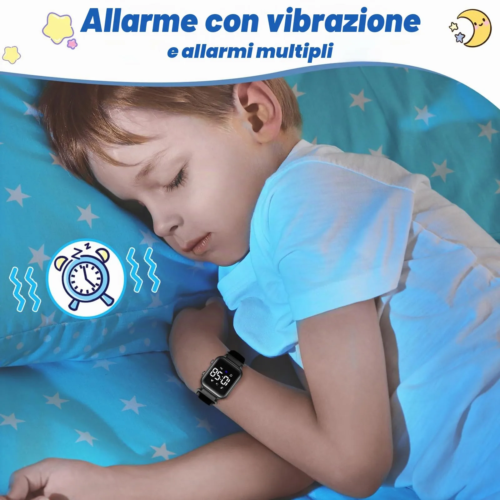 Timever Orologio Digitale per Bambini con Contapassi, 2 Sveglie, Cronometro, Luce e Data, Cinturino in Nylon e Velcro - immagine 6