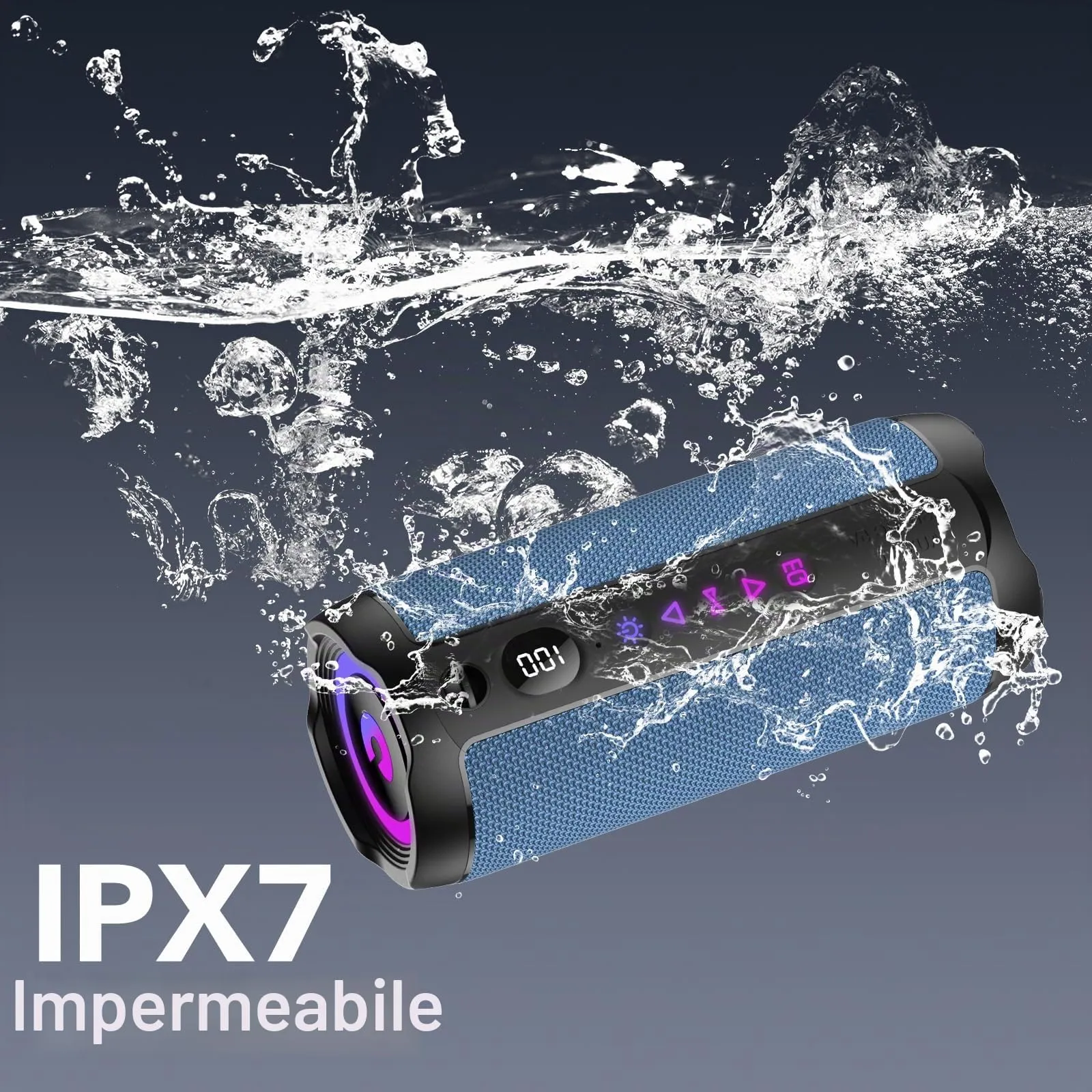 coioc Cassa Bluetooth Portatile 25W, Doppio Basso Driver, 25 Ore di Autonomia, TWS, RGB, IPX7 Impermeabile, AUX, TF, USB - immagine 6