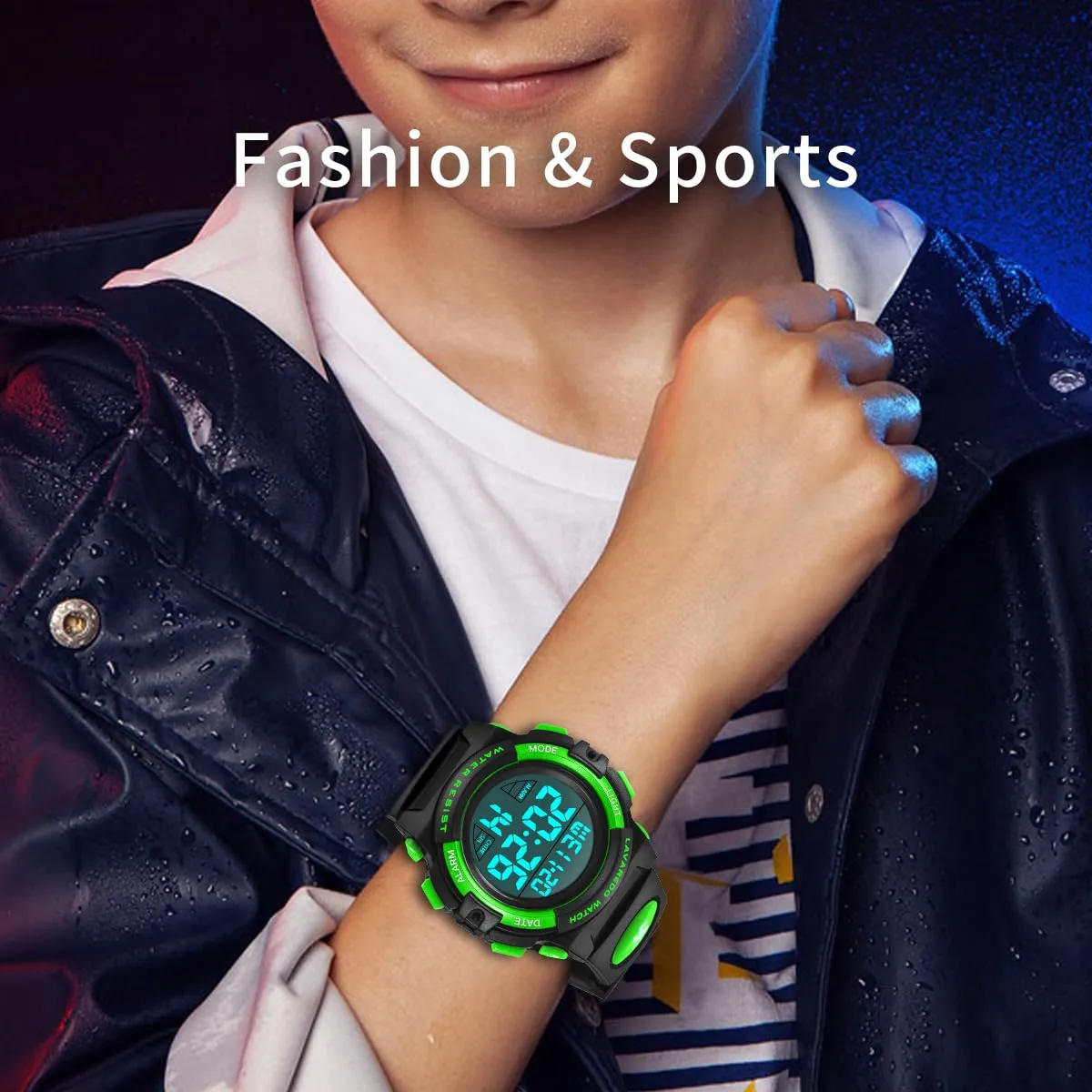 aswan watch Orologio Digitale Bambino con Sveglia e Cronometro, Blu S/M - immagine 3