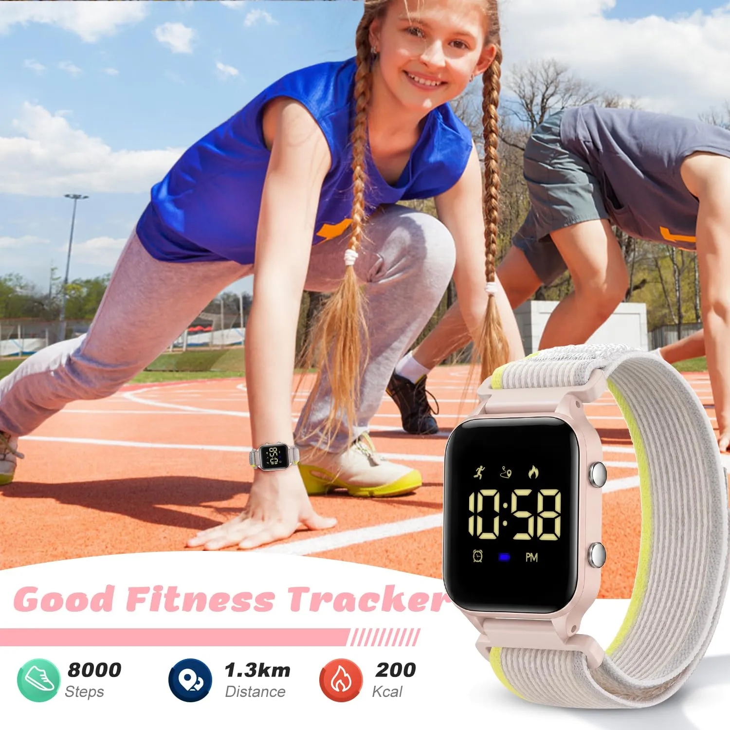 Timever Orologio Digitale Sportivo per Bambini con Contapassi, Cronometro, Luce e Data - immagine 3