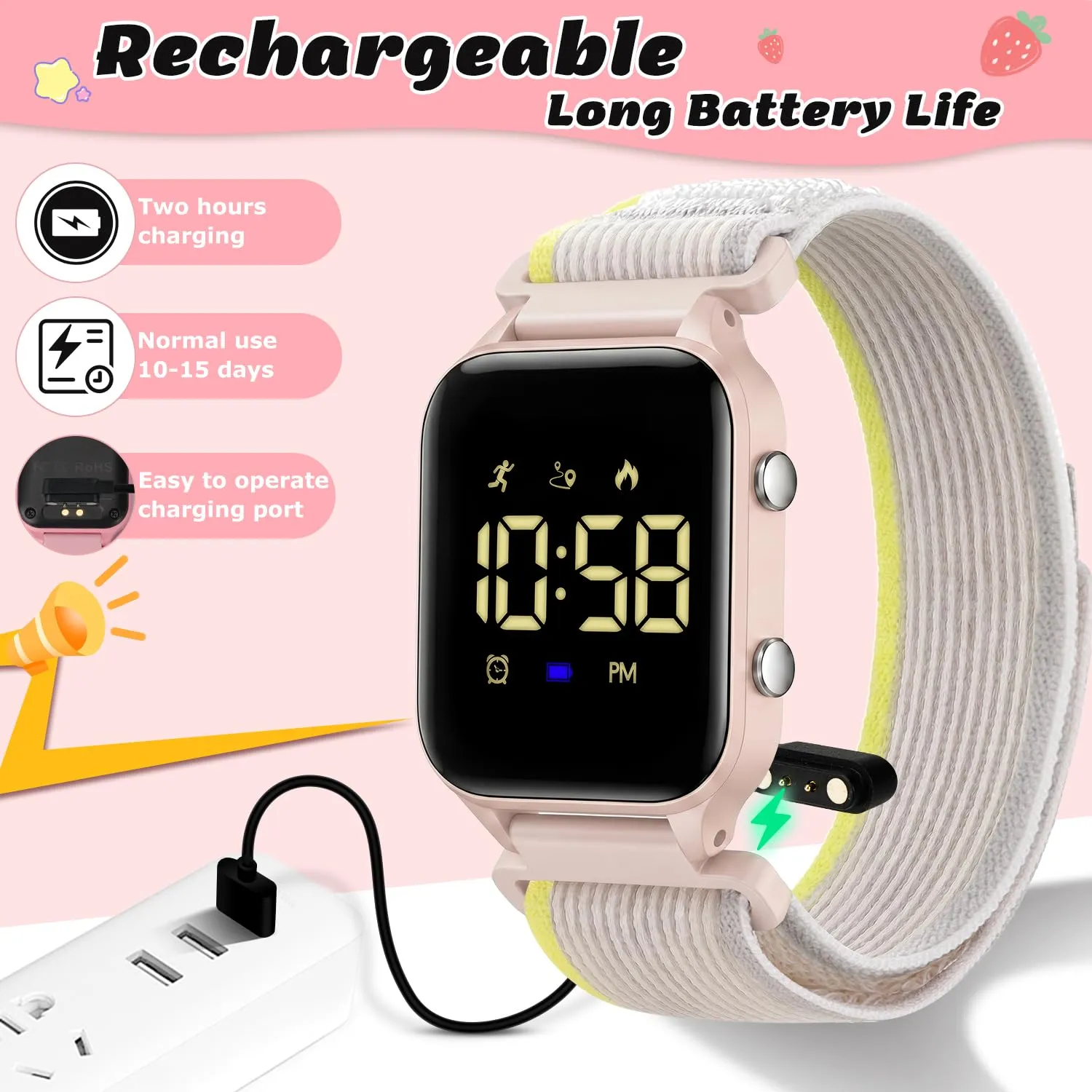 Timever Orologio Digitale Sportivo per Bambini con Contapassi, Cronometro, Luce e Data - immagine 4