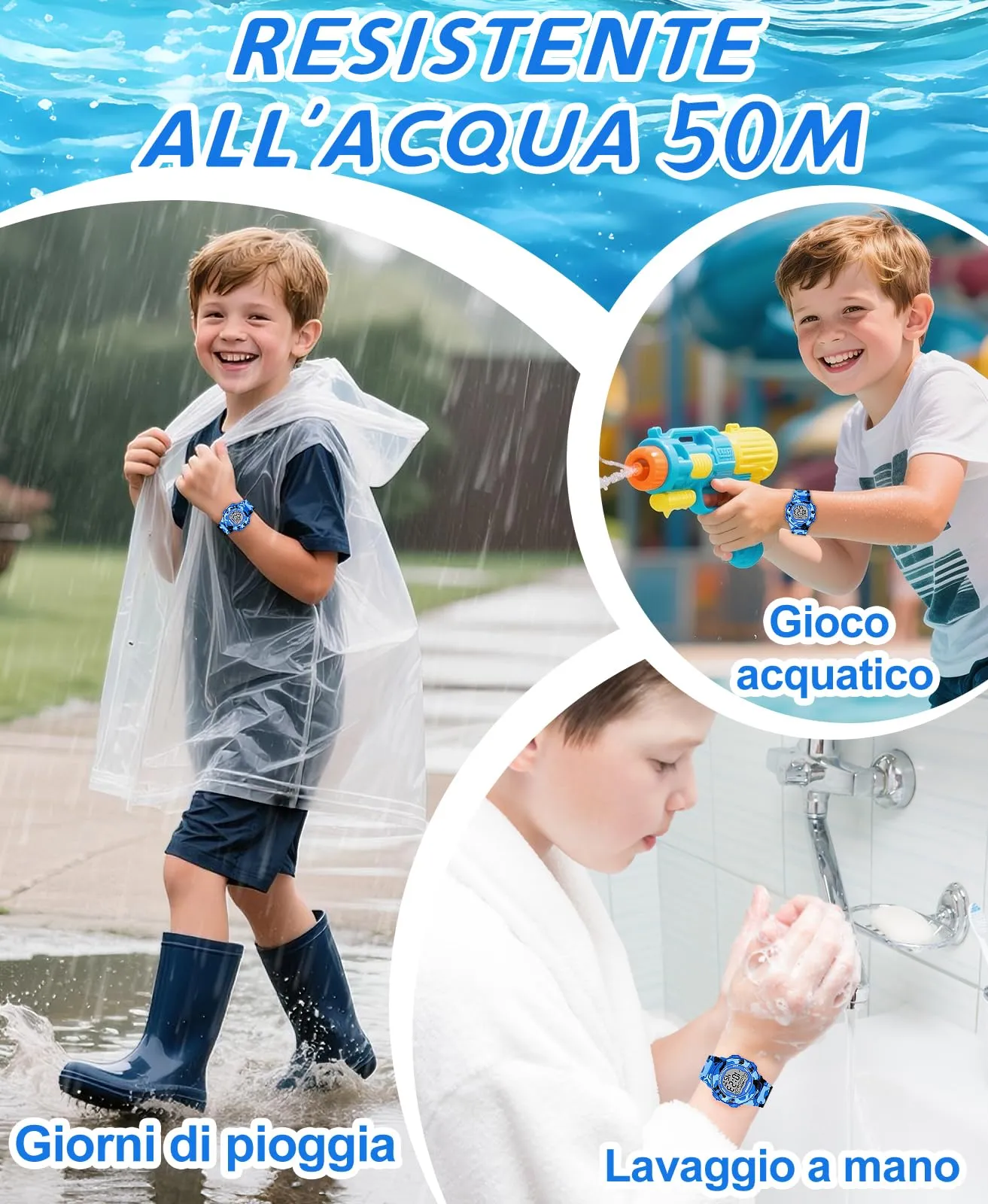 SOCICO Orologio Digitale per Bambini, Impermeabile 5ATM, Luce a 7 Colori - immagine 2