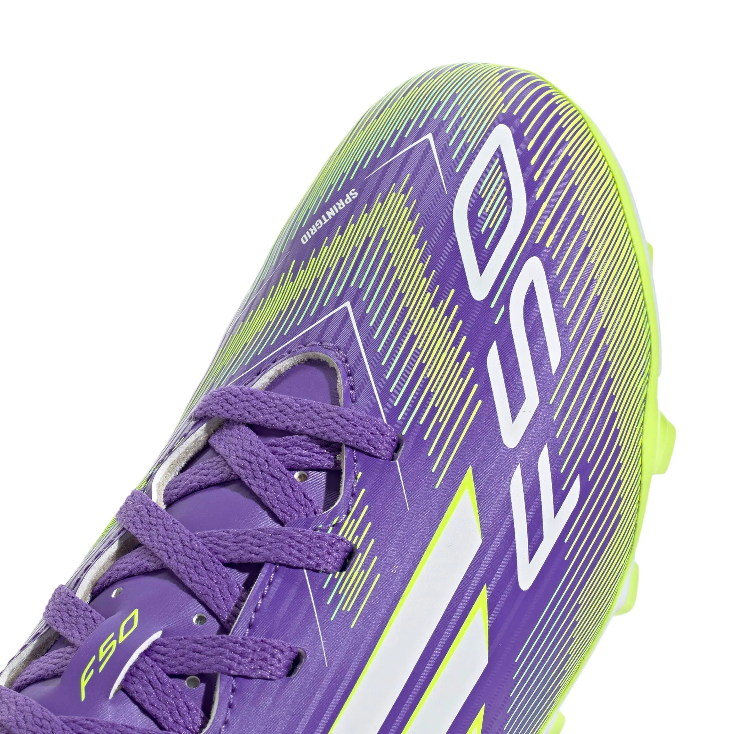 adidas Bambini F50 Club Firm Ground/Multi Ground Football Boots Kids, Purple Rush/Cloud White/Lucid Lemon, 33.5 EU - immagine 6