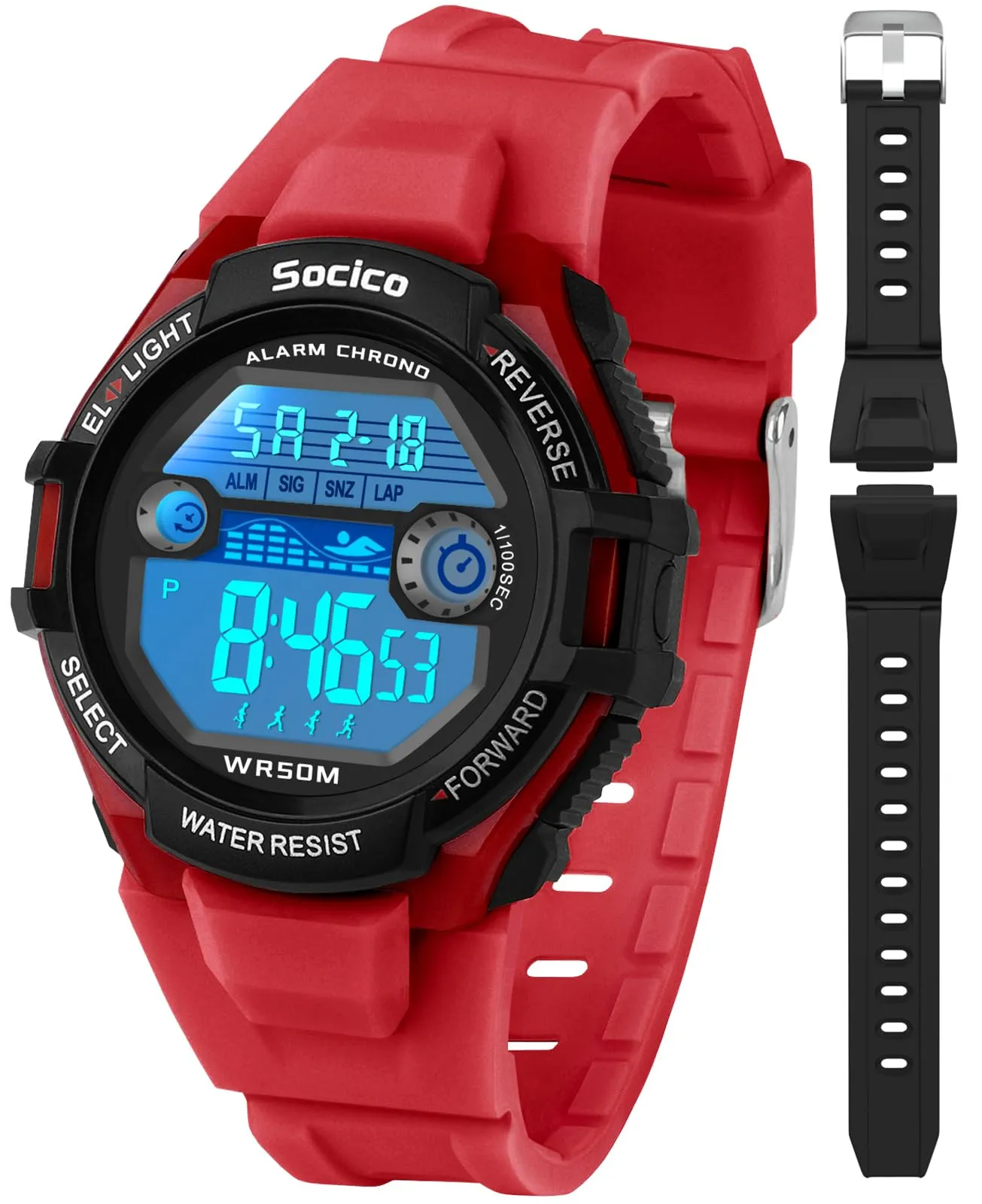 SOCICO Orologio Digitale Impermeabile 5ATM con Luce 7 Colori per Bambini SOC-3015 - immagine 1