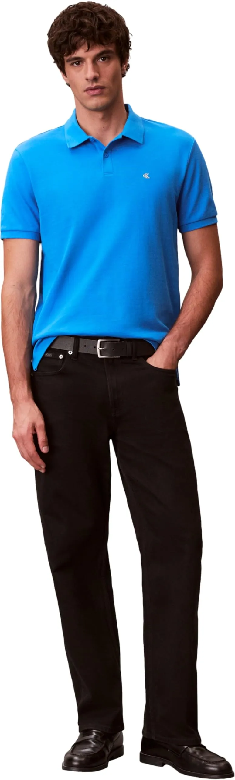 Calvin Klein Polo Monogram Pique in Cotone, French Blue, 2XL - immagine 5