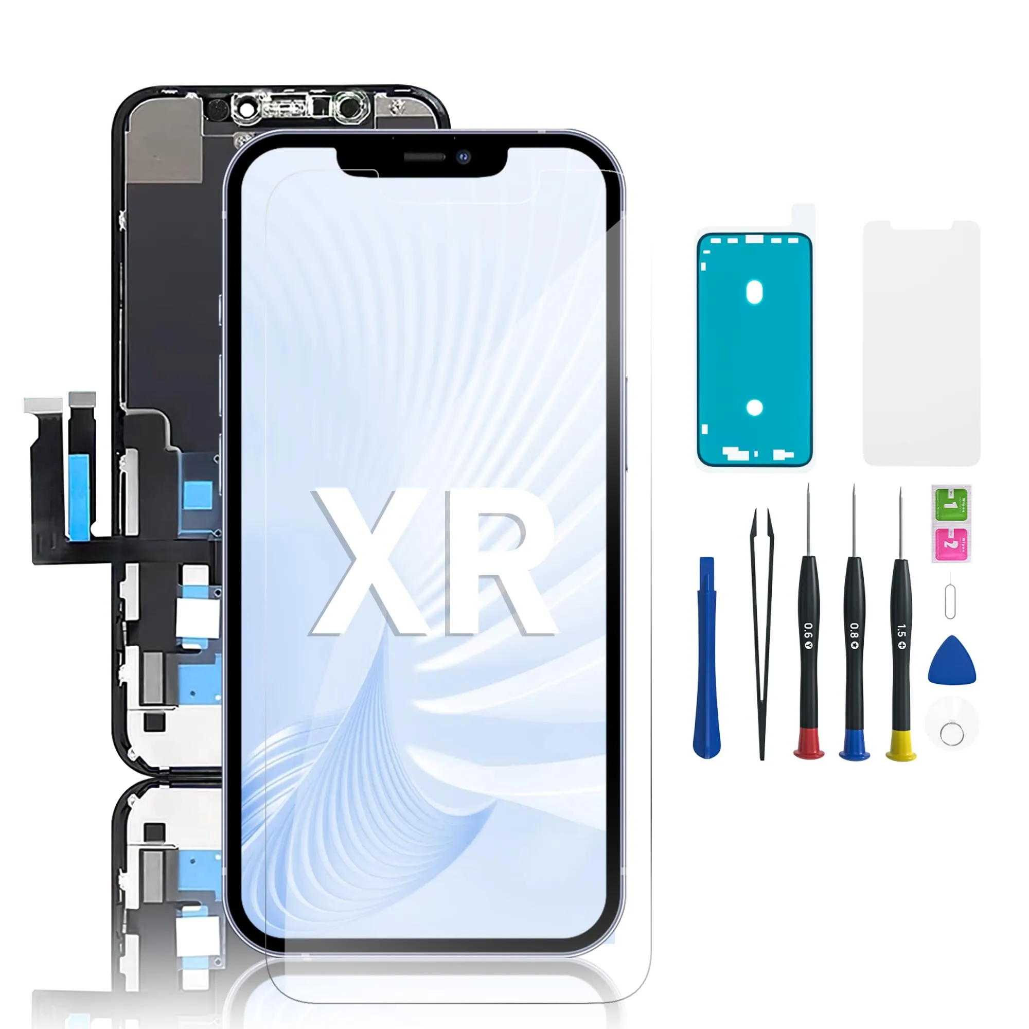 Hoonyer Display Replacement Set for iPhone XR 6.1" with 3D Touch Screen, Frame, Digitizer, Repair Tools, Waterproof Adhesive and Tempered Glass Screen Protector - immagine 1