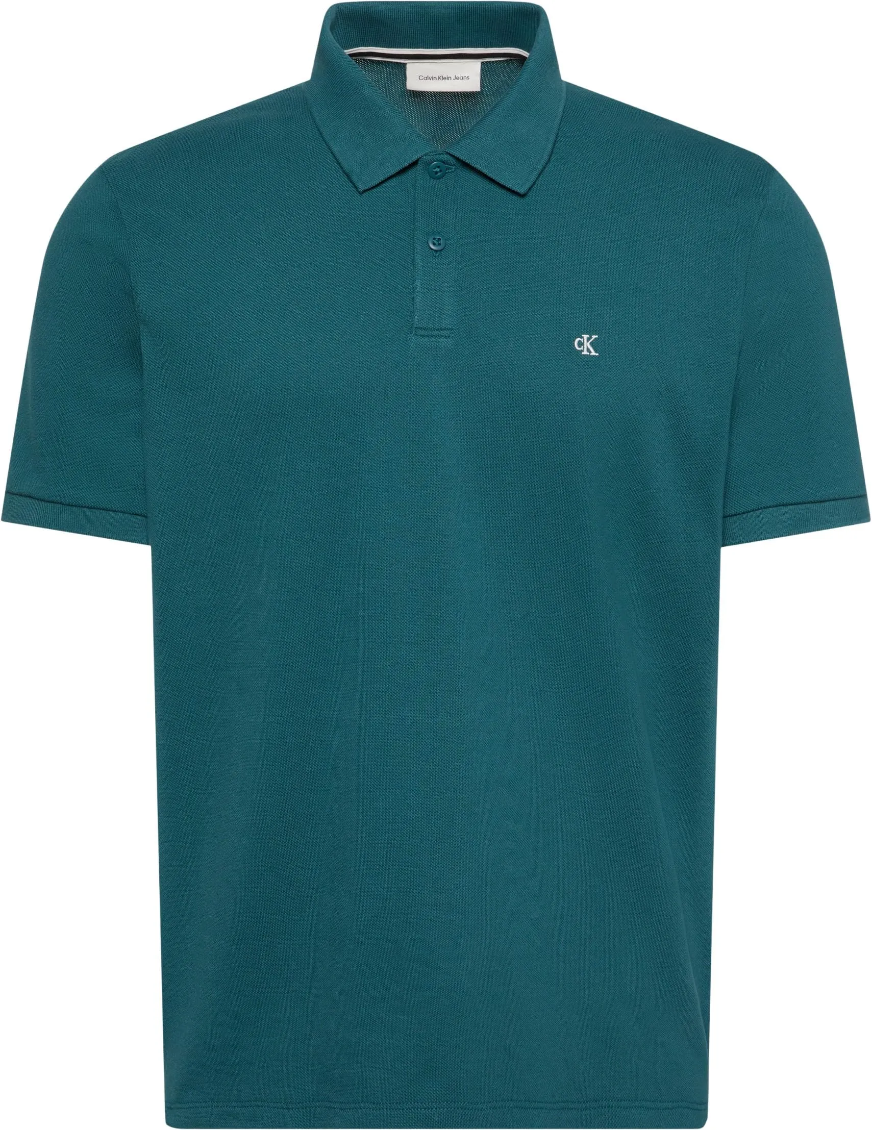 Calvin Klein Uomo Maglietta Polo Maniche Corte Monogram Pique in Cotone, Tahoe Green, XL - immagine 4