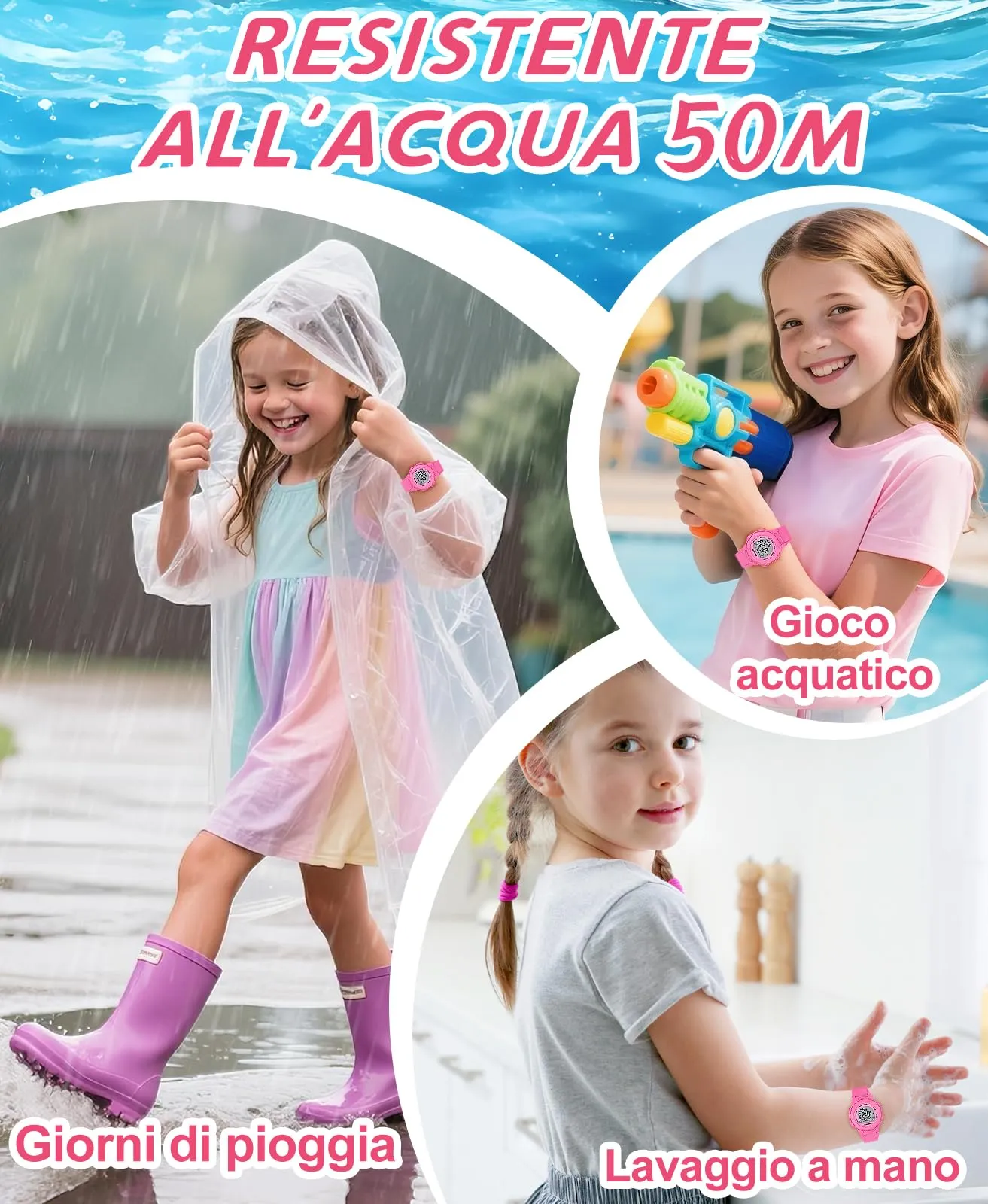 SOCICO Orologio Digitale Impermeabile 5ATM con Luce 7 Colori per Bambini - immagine 2
