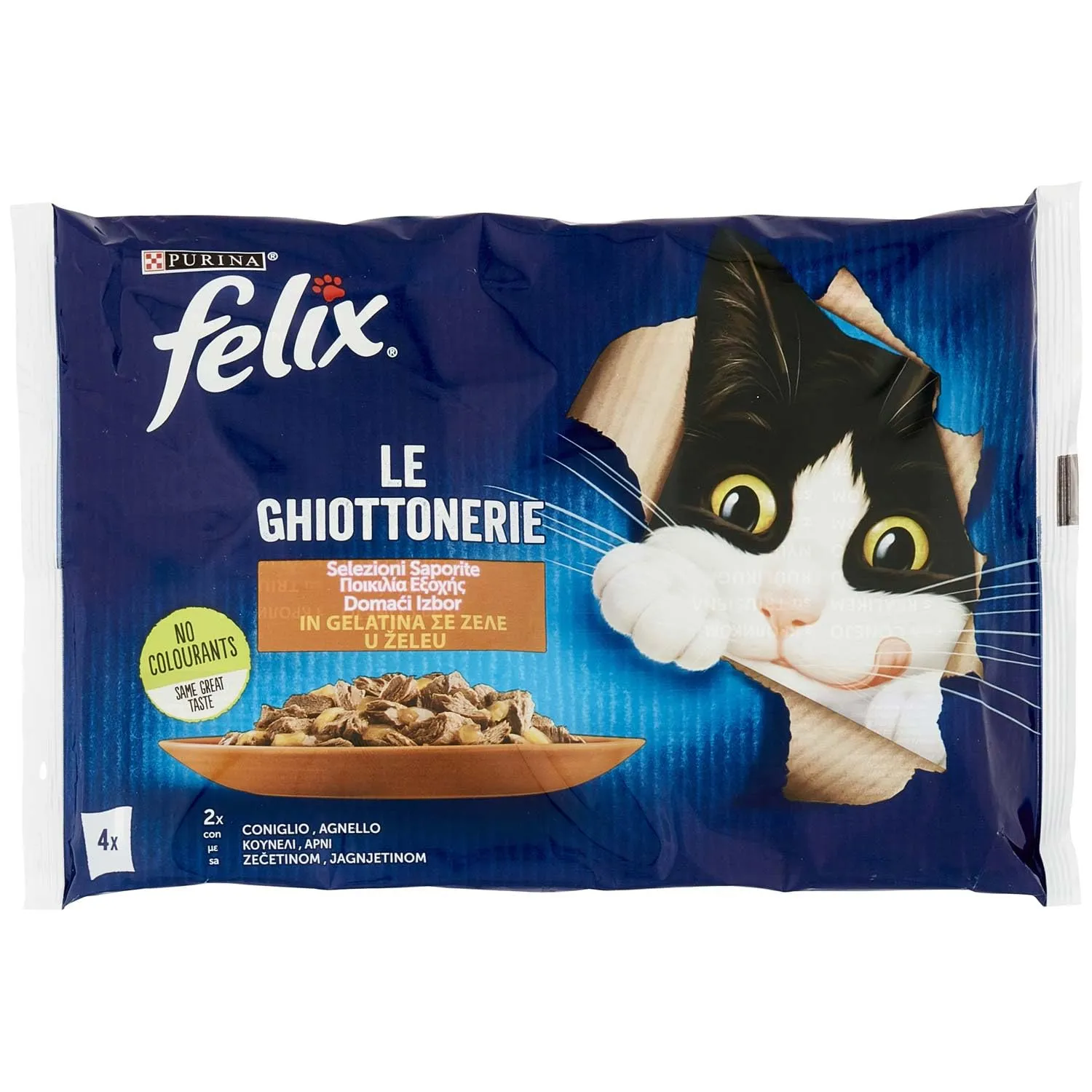 Purina Felix Le Ghiottonerie Cibo Umido per Gatti Coniglio e Agnello, 4 x 85 g - immagine 1