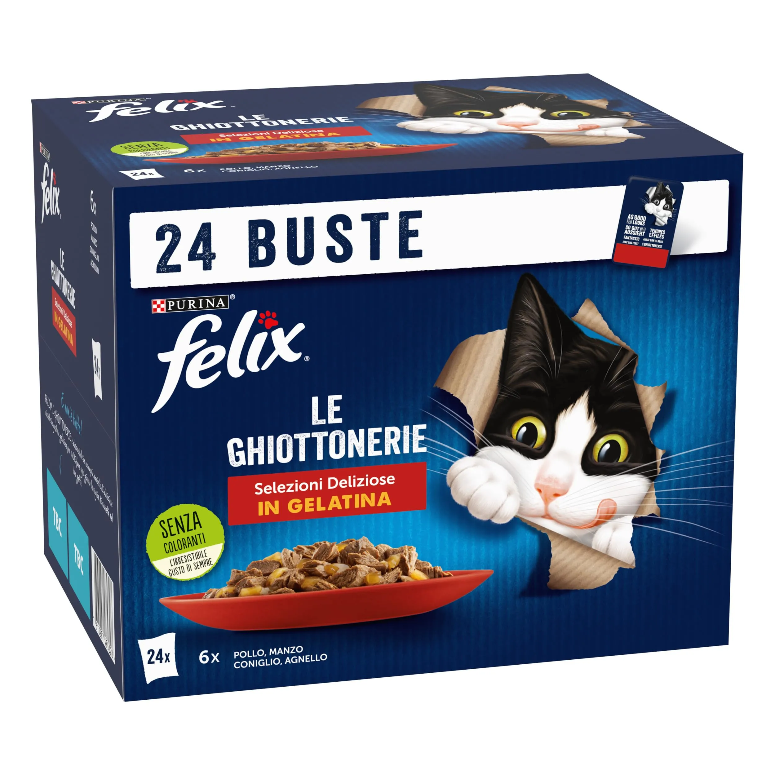 Purina Felix Le Ghiottonerie Cibo Umido per Gatti con Manzo, Pollo, Coniglio e Agnello, 24 x 85g - immagine 3