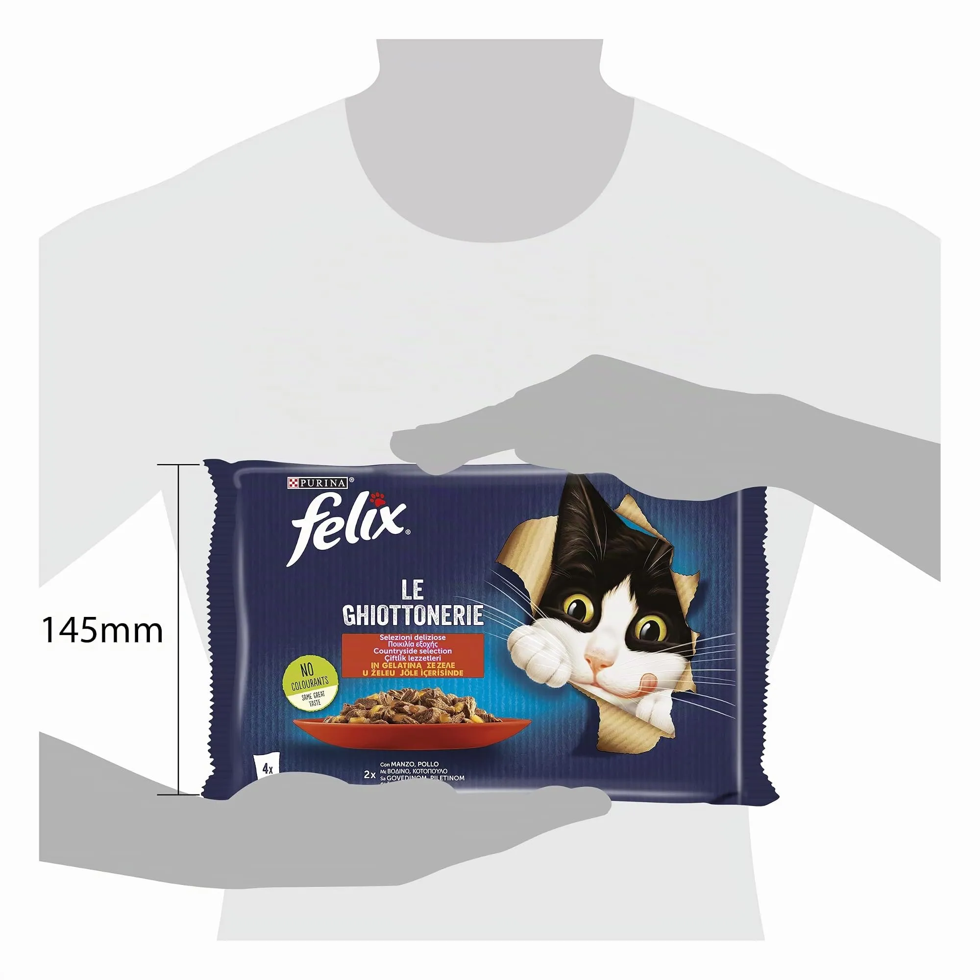 Purina Felix Le Ghiottonerie Cibo Umido per Gatti Manzo e Pollo, 4 buste da 85 g - immagine 2