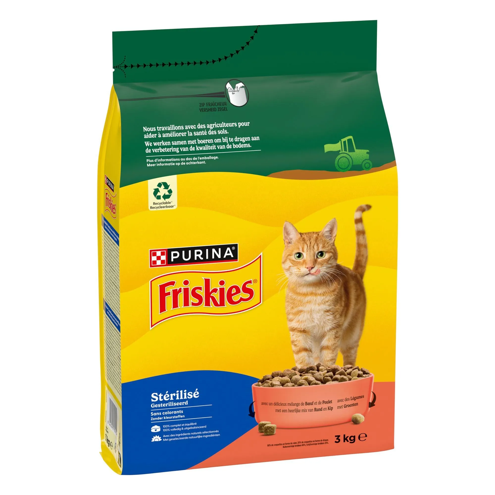 Friskies Crocchette complete per Gatti Adulti sterilizzati Manzo, Pollo e Verdure 3 kg - immagine 3