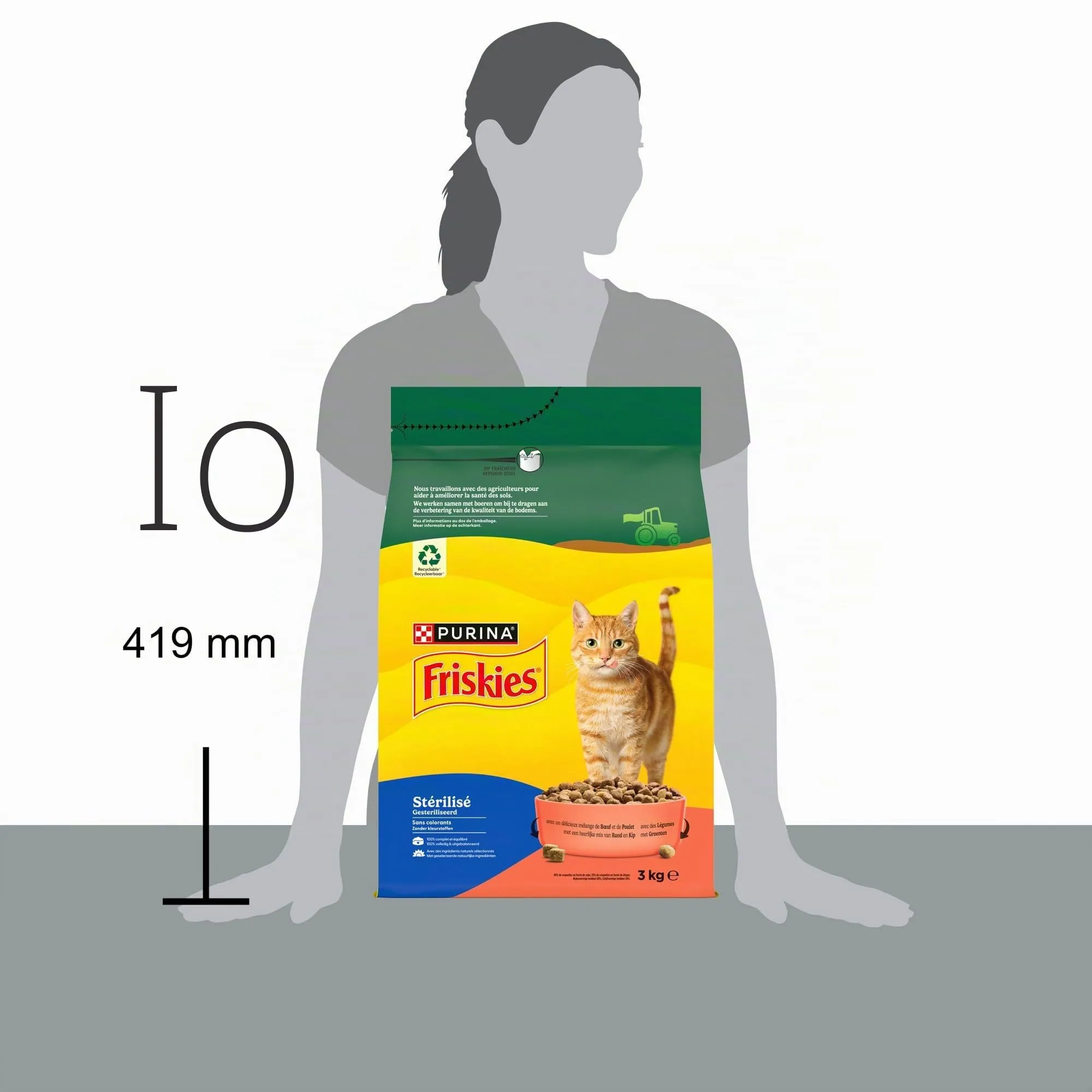 Friskies Crocchette complete per Gatti Adulti sterilizzati Manzo, Pollo e Verdure 3 kg - immagine 5
