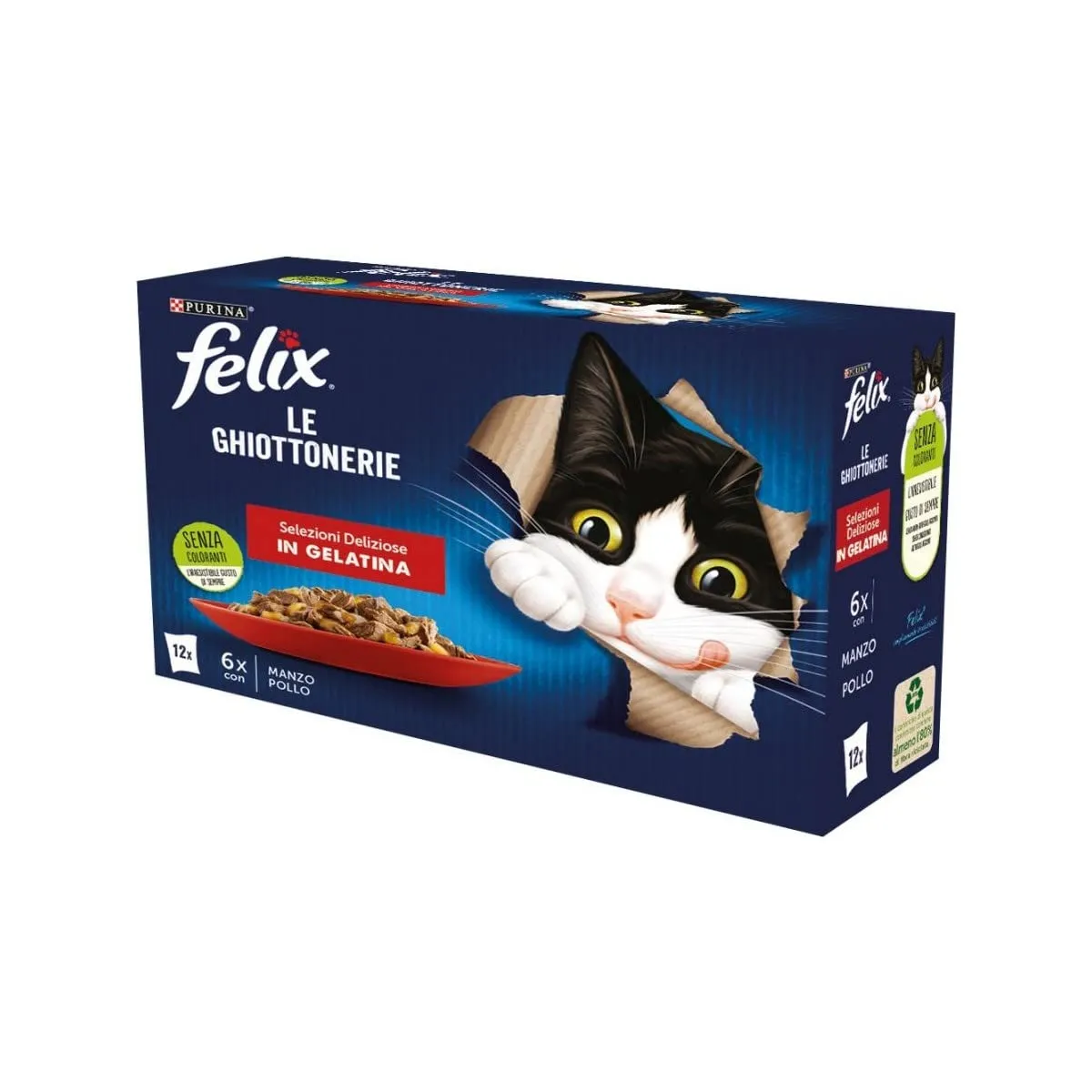 Purina Felix le Ghiottonerie Cibo Umido per Gatti con Pollo e Manzo, 12 x 85g - immagine 1