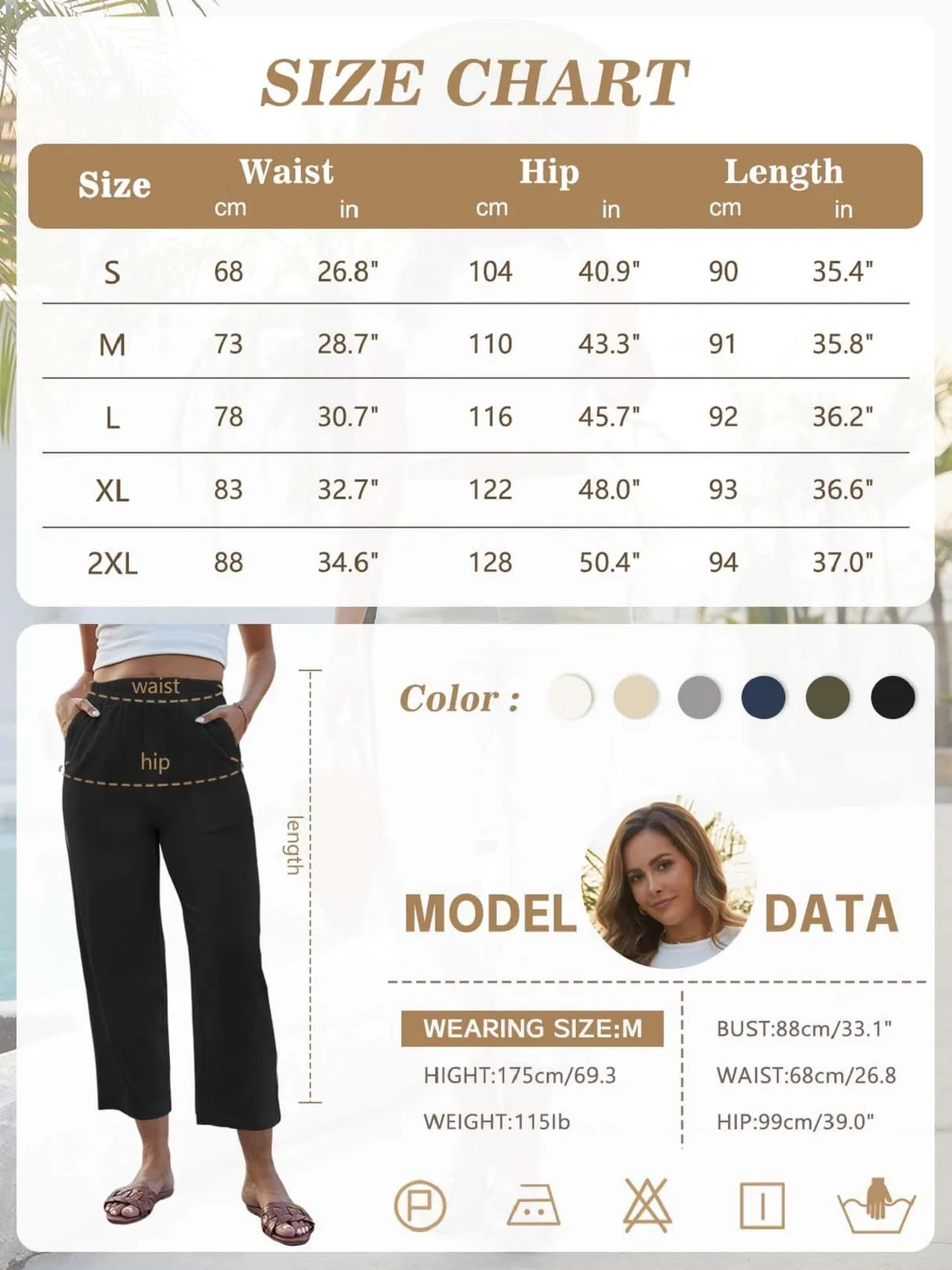 CheChury Pantaloni Donna 7/8 in Lino e Cotone Larghi con Tasche - immagine 6