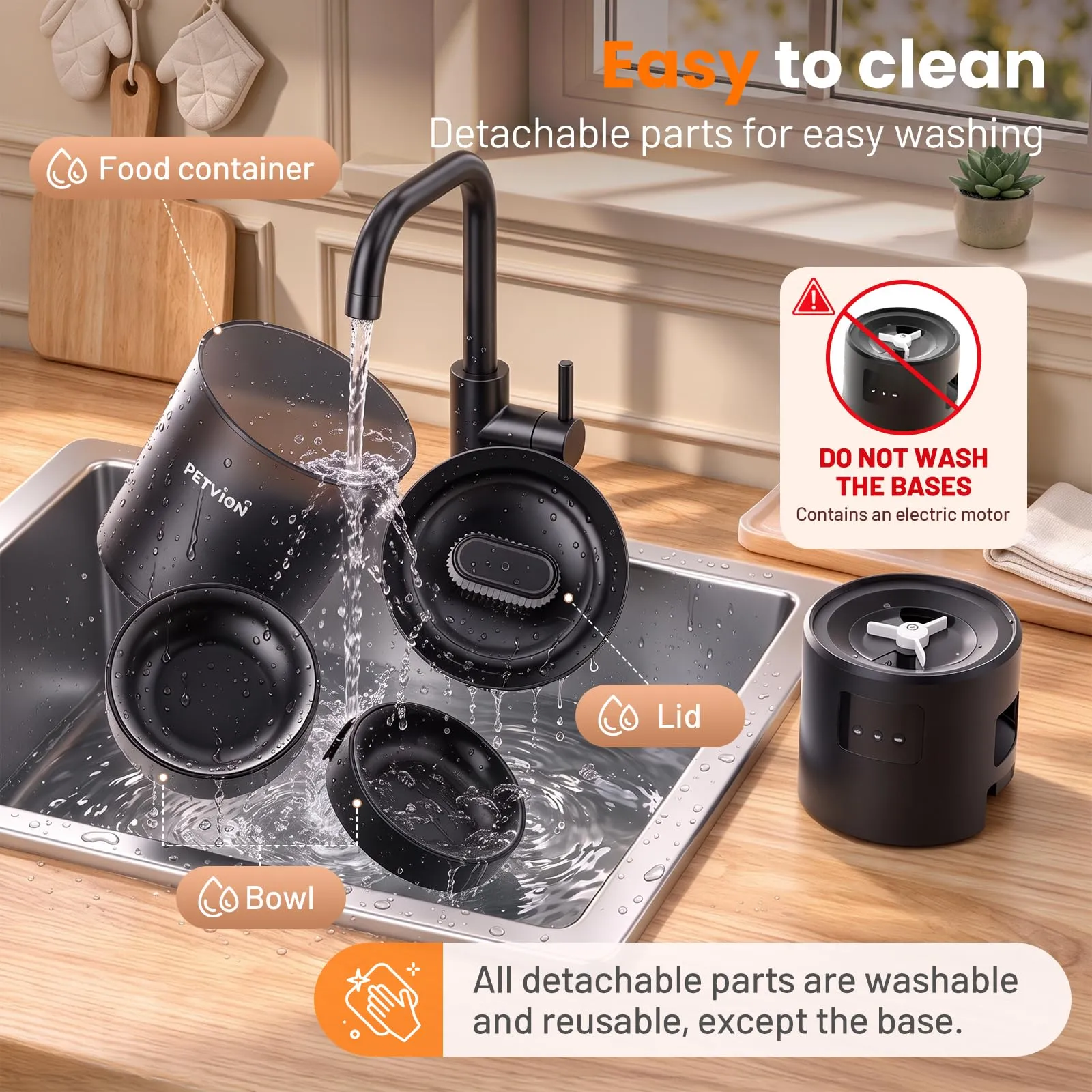 PETVION Distributore Automatico di Cibo per Gatti e Cani, WiFi 2.4G, 4L, Doppia Ciotola - immagine 9