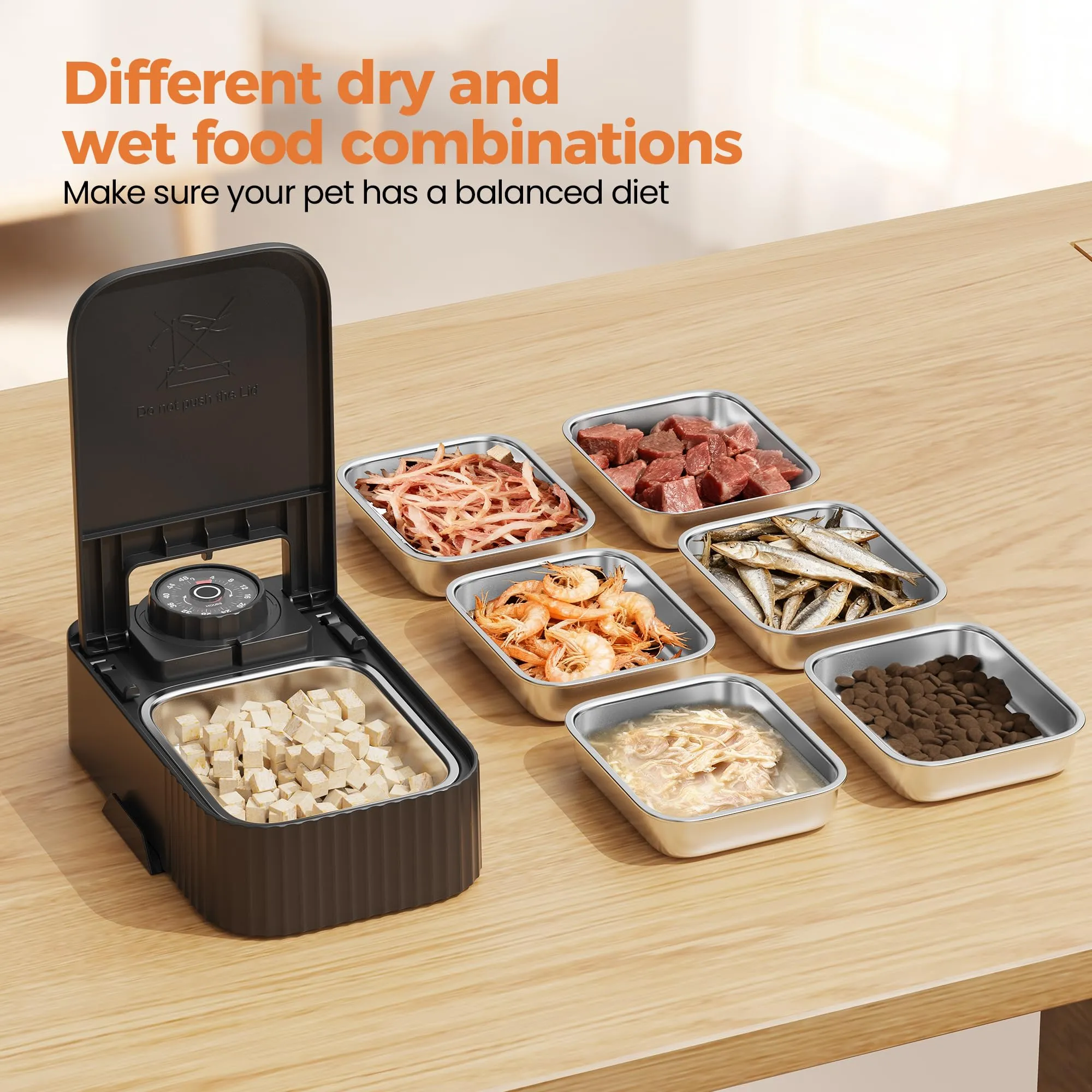 SOOFPET Distributore Cibo Gatti Automatico con Timer 48 Ore e Ciotola in Acciaio Inossidabile per Alimenti Secchi e Umidi, Nero, F22-S - immagine 6