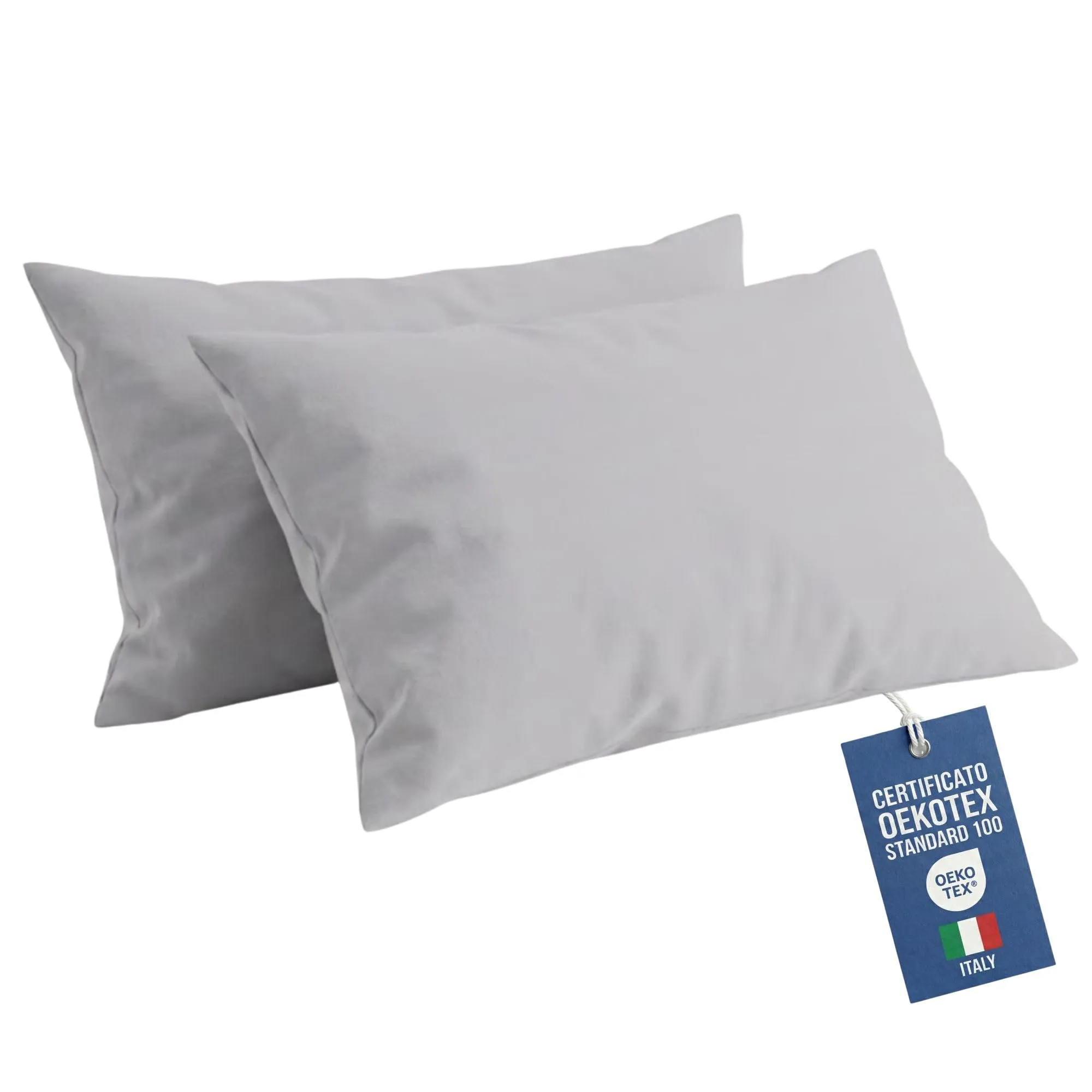 NARCISO Federe Cuscino Letto 50x80 in Cotone 100%, Antiacaro e Anallergica, Grigio Chiaro - immagine 1