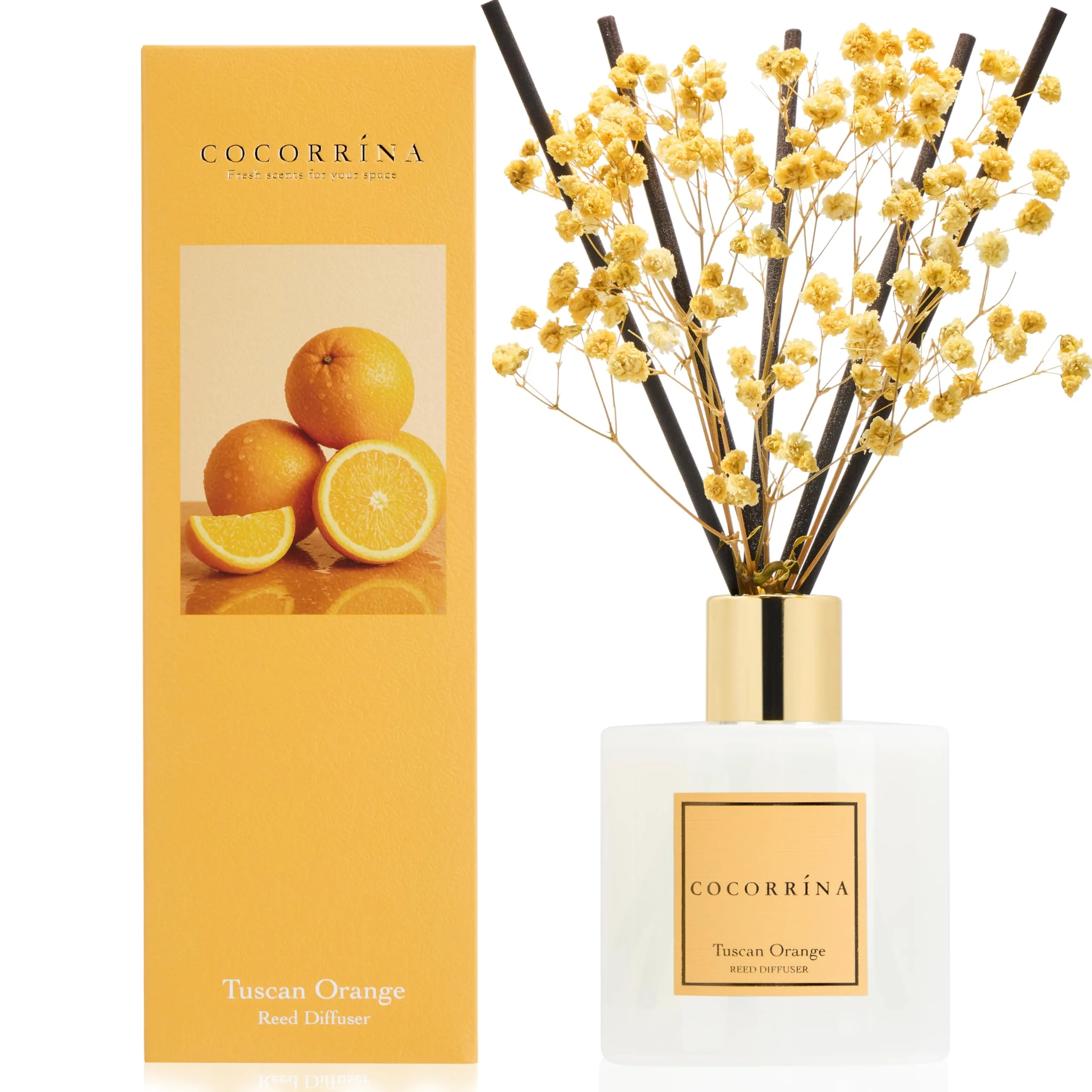 COCORRÍNA Diffusore Profumo Ambiente Tuscan Orange, 200ml con Bastoncini - immagine 1