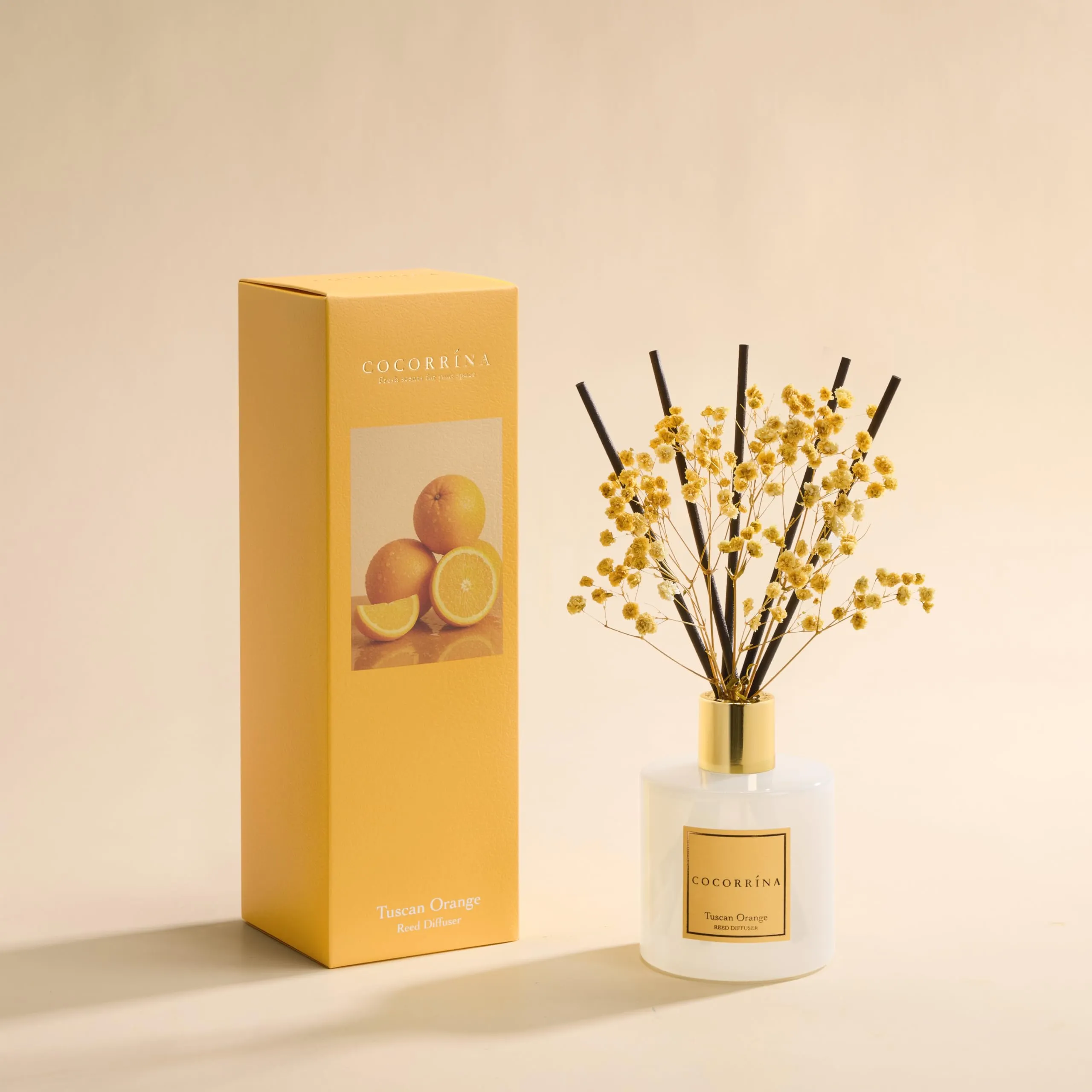 COCORRÍNA Diffusore Profumo Ambiente Tuscan Orange, 200ml con Bastoncini - immagine 2