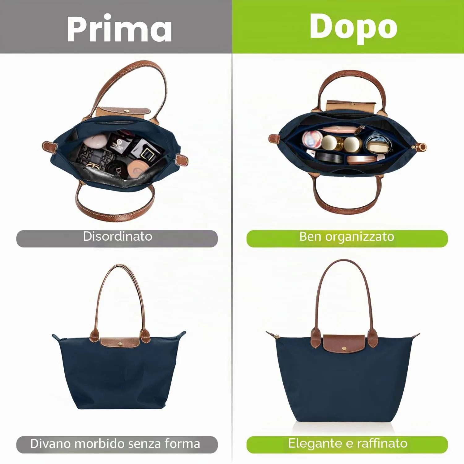 ZOLGINAH Organizer in Feltro per Longchamp Le Pliage, Blu, L - immagine 6
