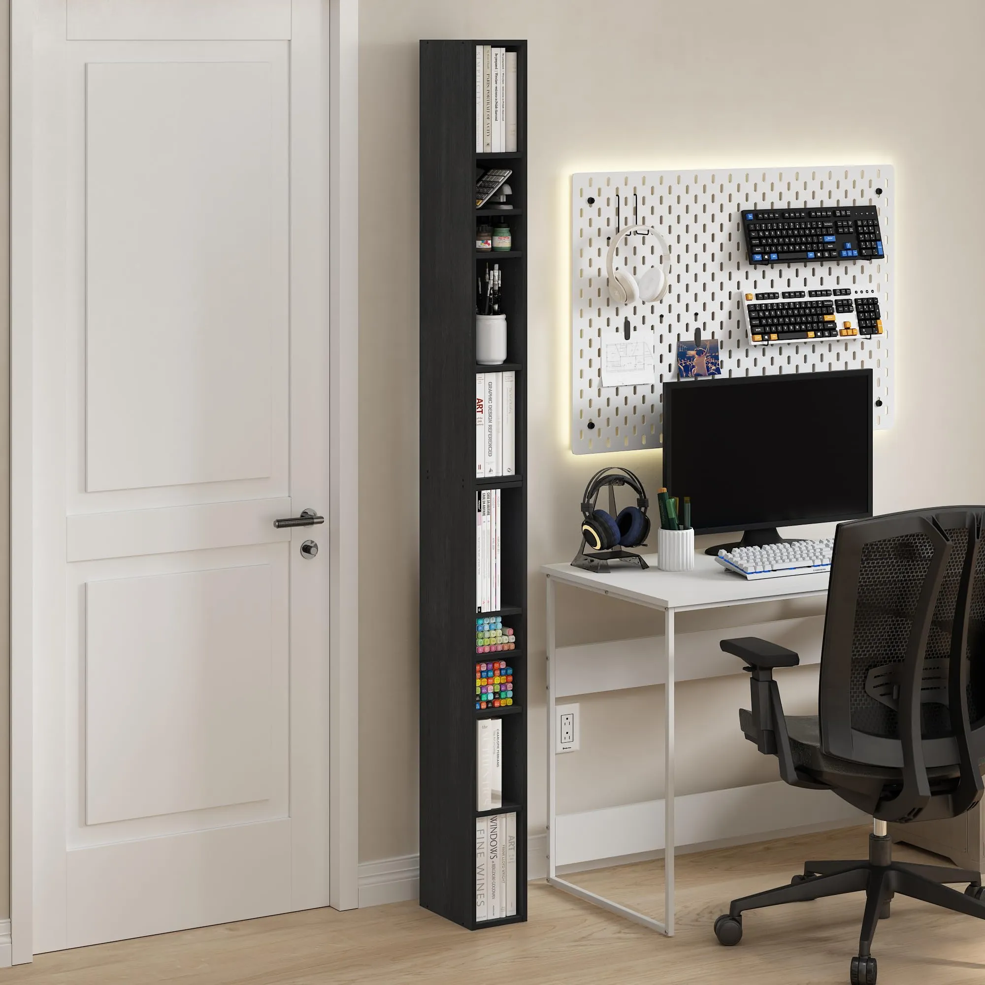 Furinno Fulda 10-Tier Space-Saving Bookshelf, Blackwood - immagine 2