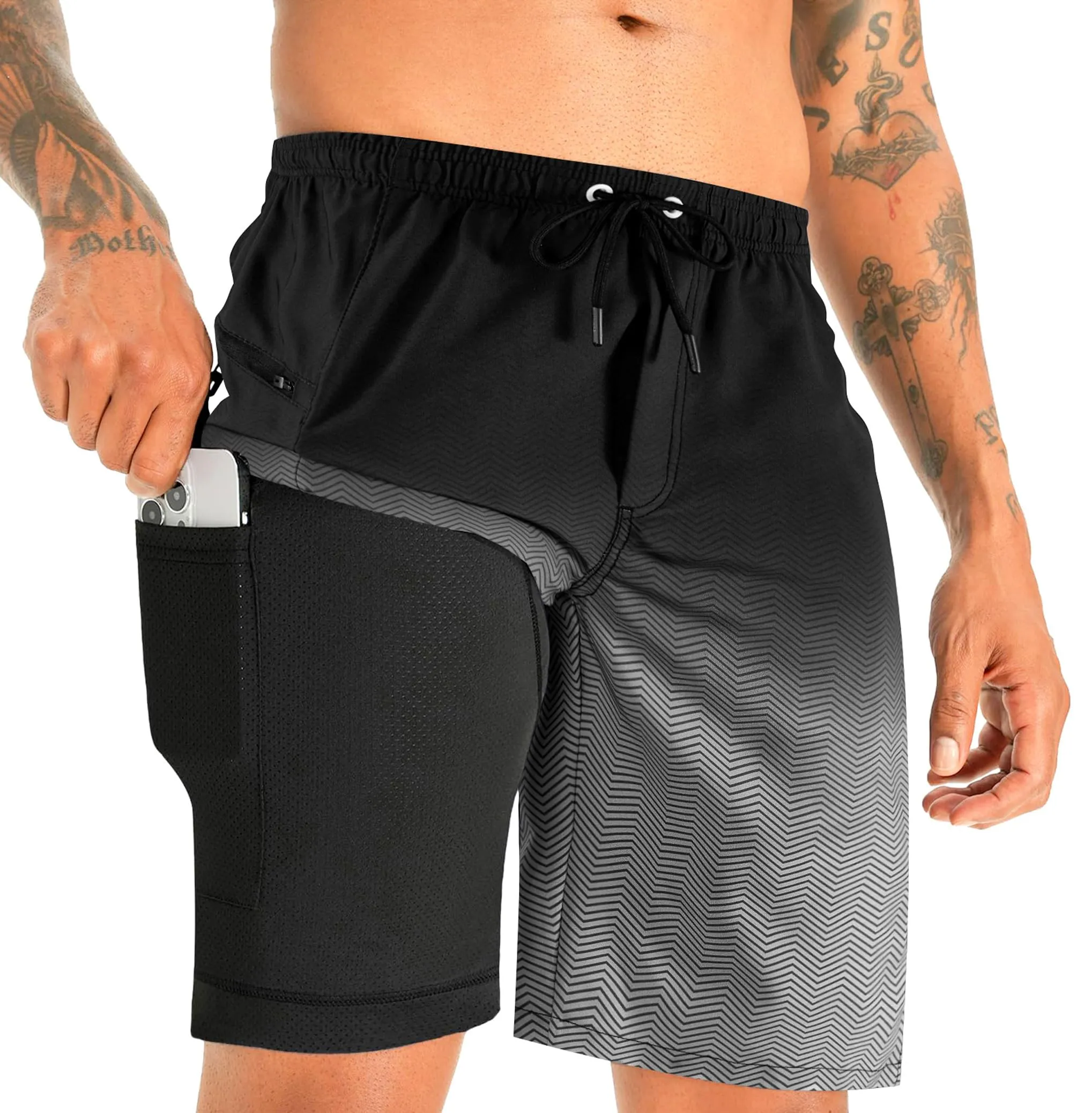 APTRO Pantaloncini da Bagno Uomo Stampa Hawaiana MK352 Dissolvenza Nera 3XL - immagine 1