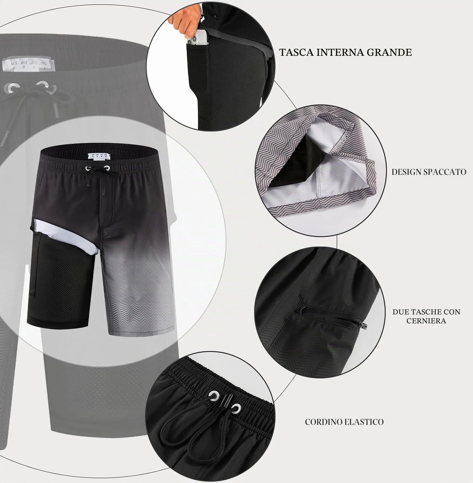 APTRO Pantaloncini da Bagno Uomo Stampa Hawaiana MK352 Dissolvenza Nera 3XL - immagine 4