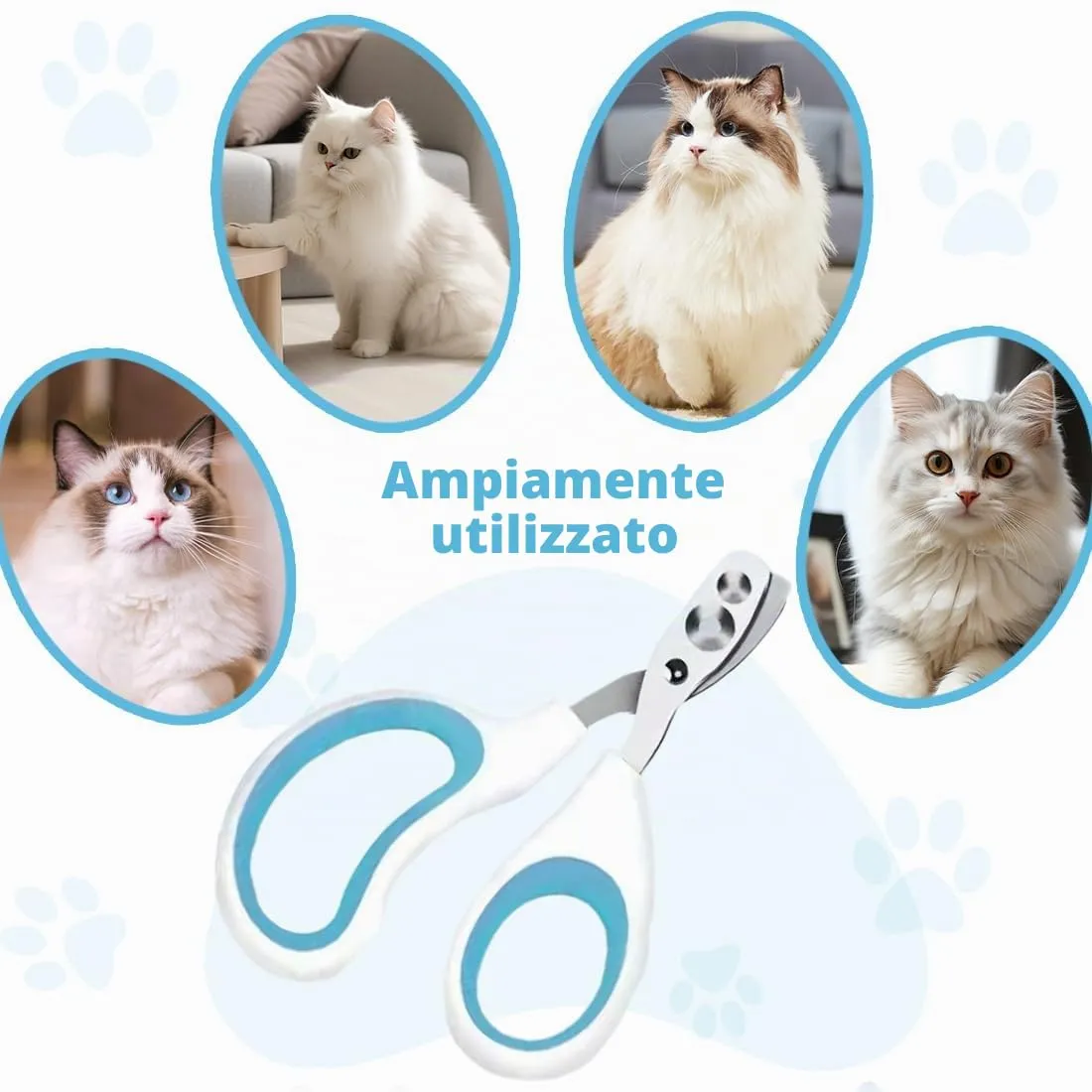 OIXEYA Tagliaunghie Professionale per Gatti in Acciaio Inossidabile con Doppio Foro di Posizionamento, Blu - immagine 2