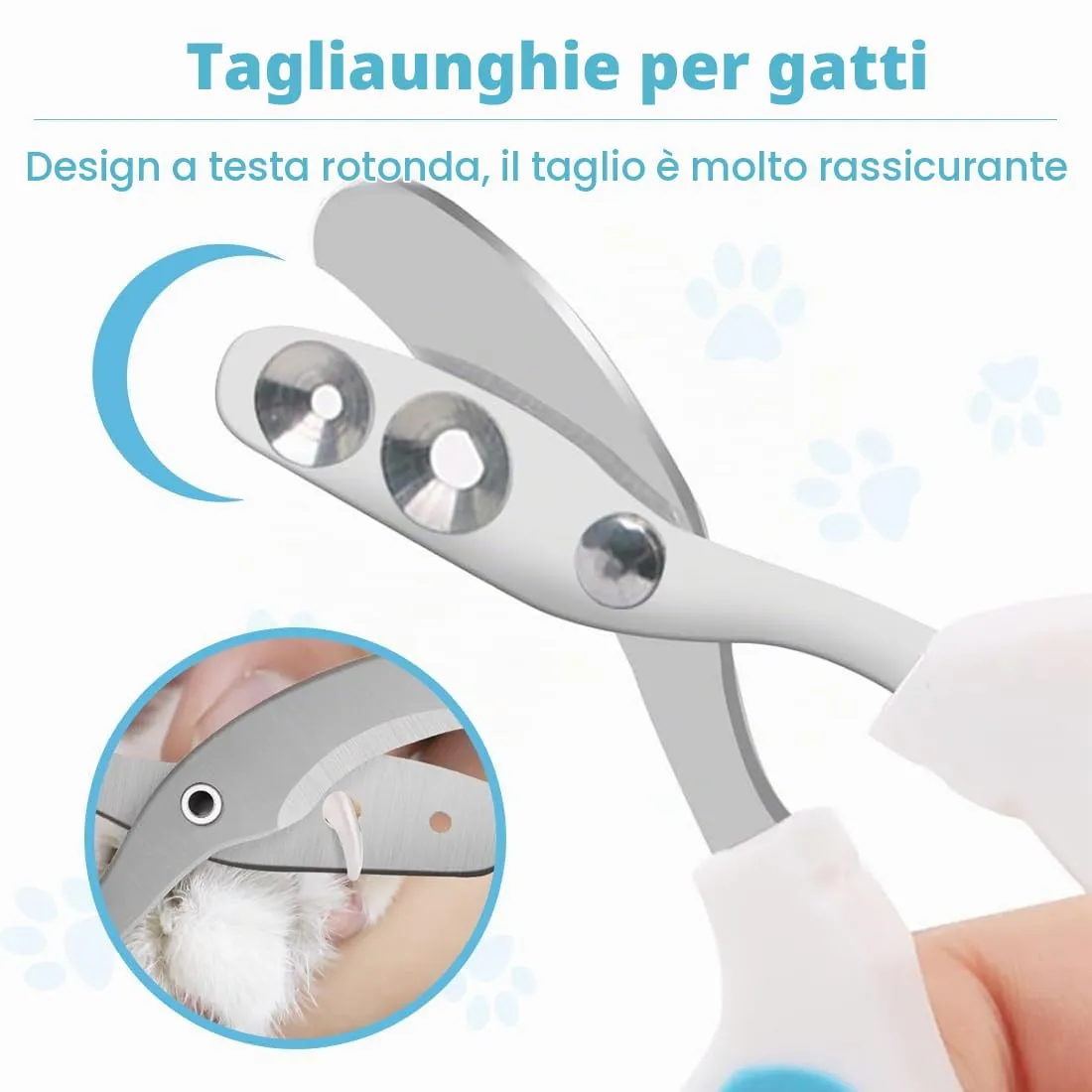 OIXEYA Tagliaunghie Professionale per Gatti in Acciaio Inossidabile con Doppio Foro di Posizionamento, Blu - immagine 5