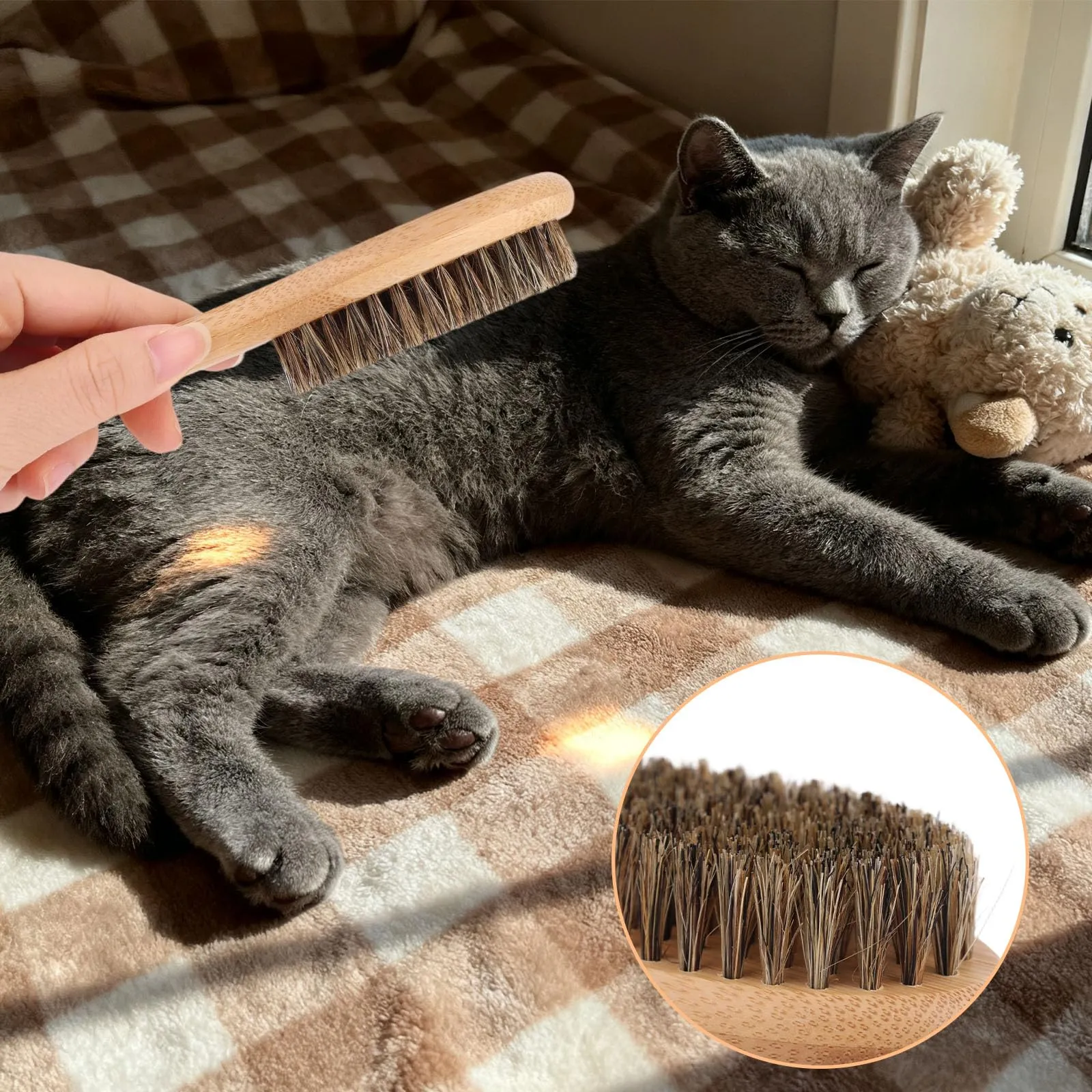 Goktvai Spazzola per Cani e Gatti a Setole Morbide con Manico in Legno Nanmu - immagine 5