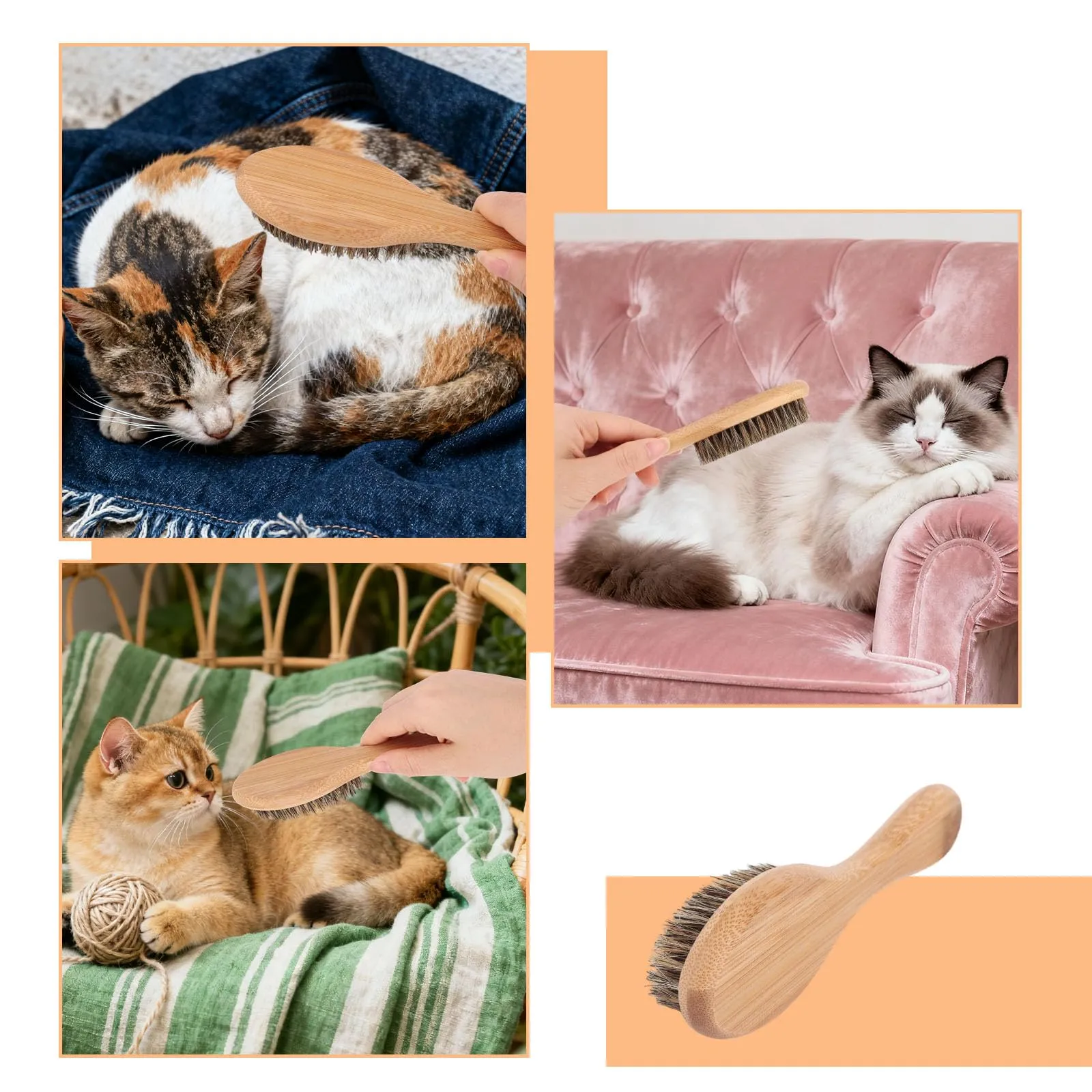 Goktvai Spazzola per Cani e Gatti a Setole Morbide con Manico in Legno Nanmu - immagine 6
