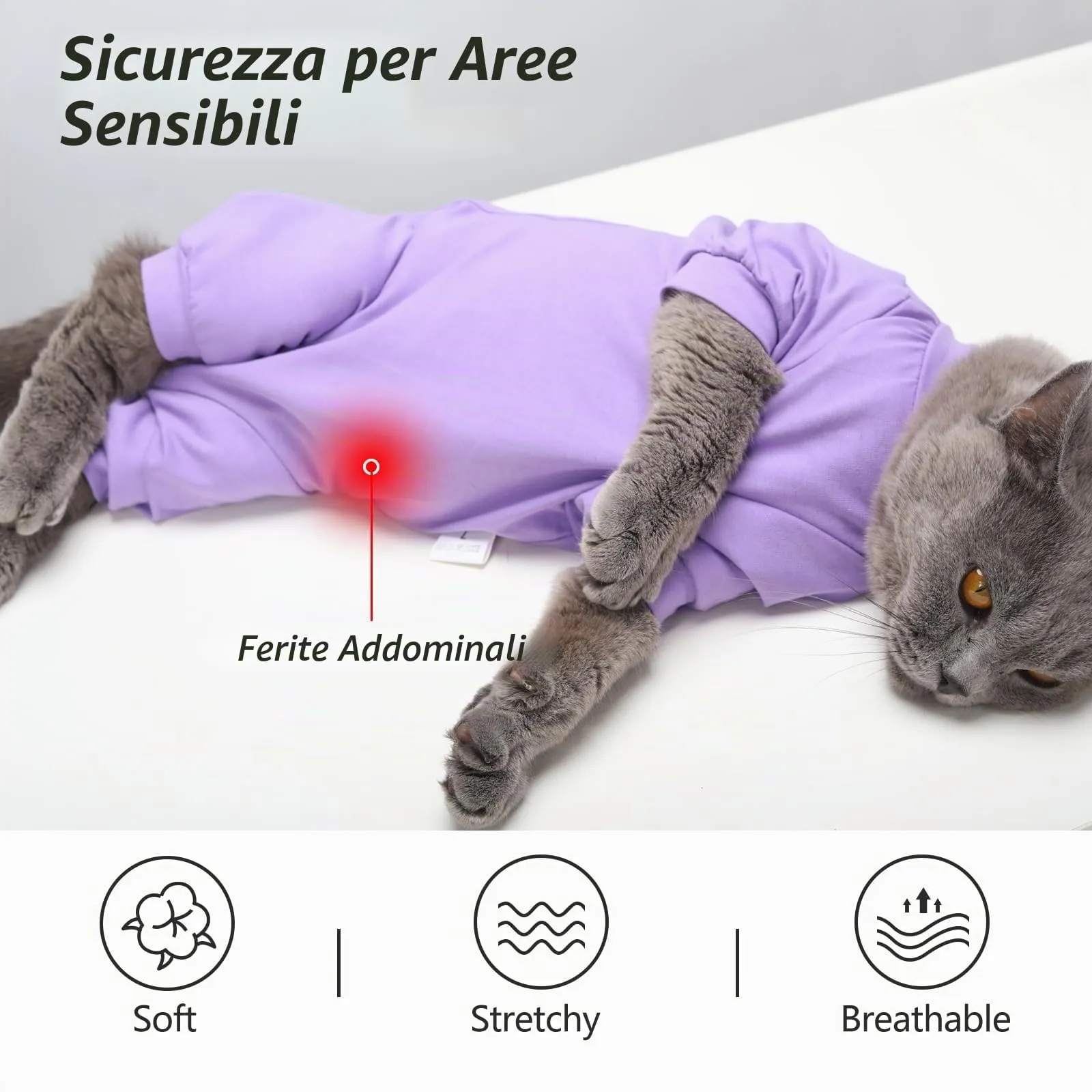 HEYWEAN Tutina Post Operatorio per Gatto, Pigiama Manica Lunga Body Chirurgico per Sterilizzazione, Taglia L, Viola - immagine 4