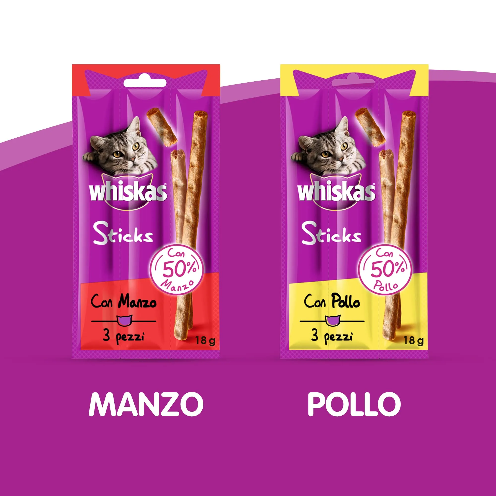 Whiskas Sticks Ricco di Manzo per Gatto, 18 g x 84 Pezzi - immagine 4