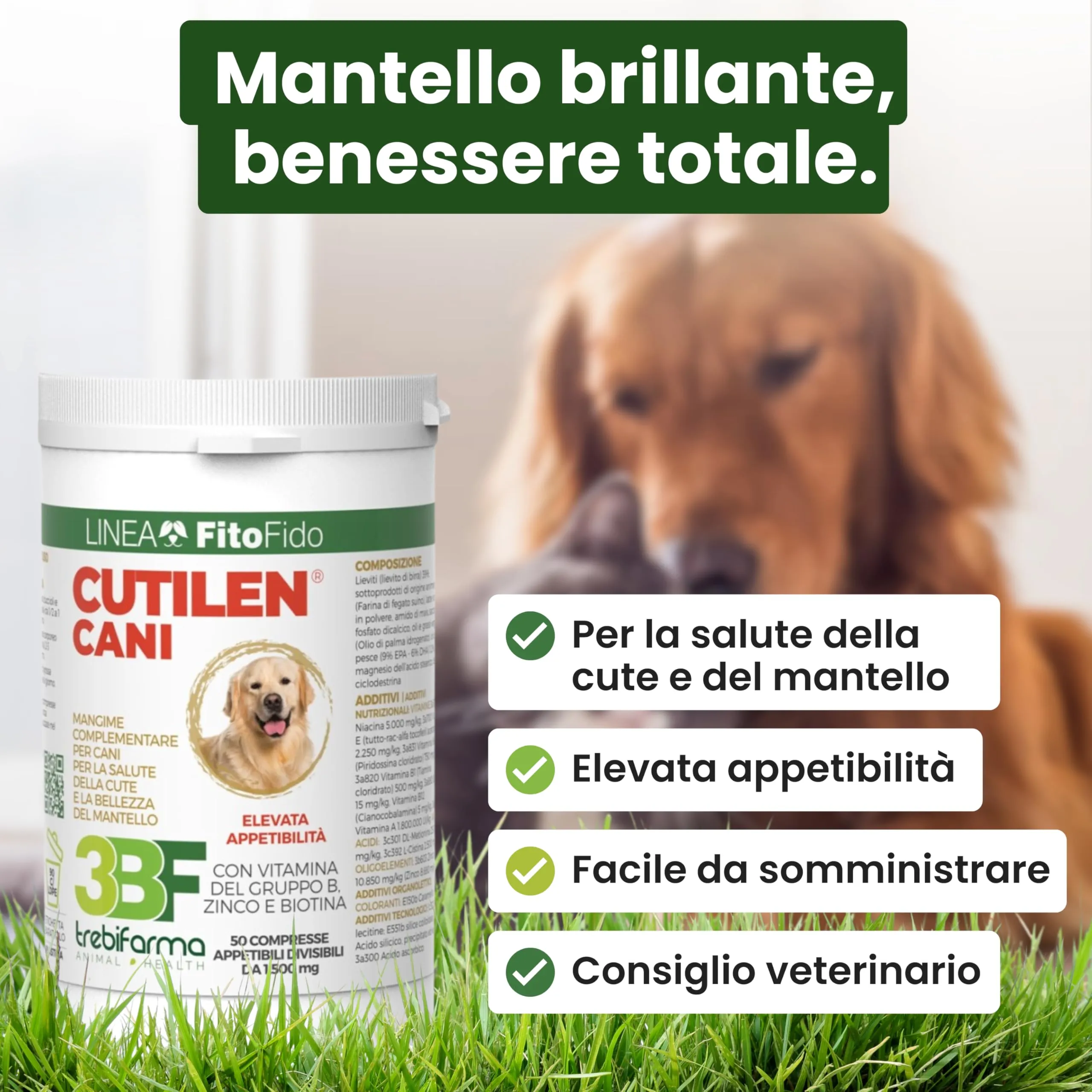 Trebifarma Cutilen Cani per Pelle e Pelo con Vitamine, Zinco e Olio di Pesce, 75 g - immagine 2