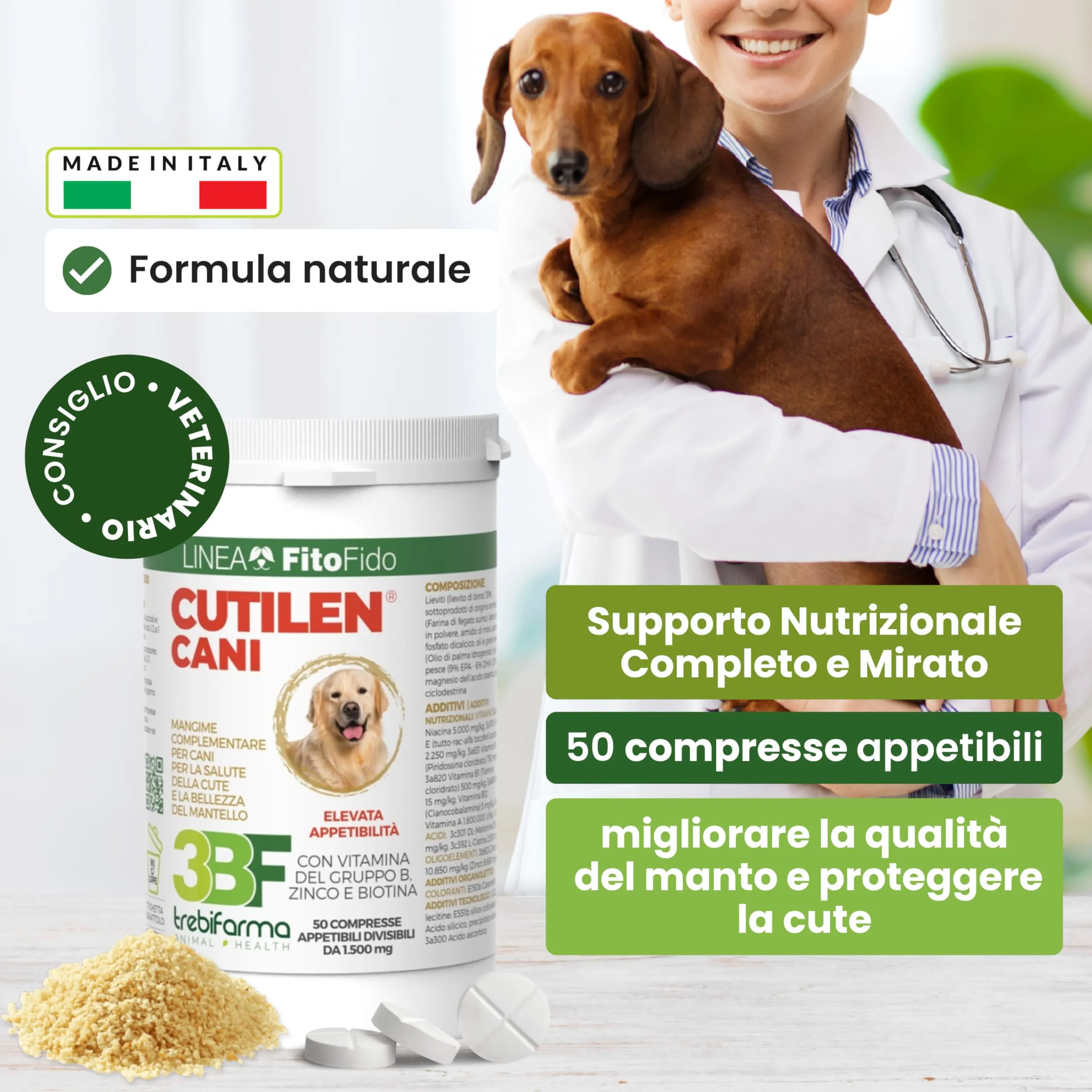 Trebifarma Cutilen Cani per Pelle e Pelo con Vitamine, Zinco e Olio di Pesce, 75 g - immagine 5