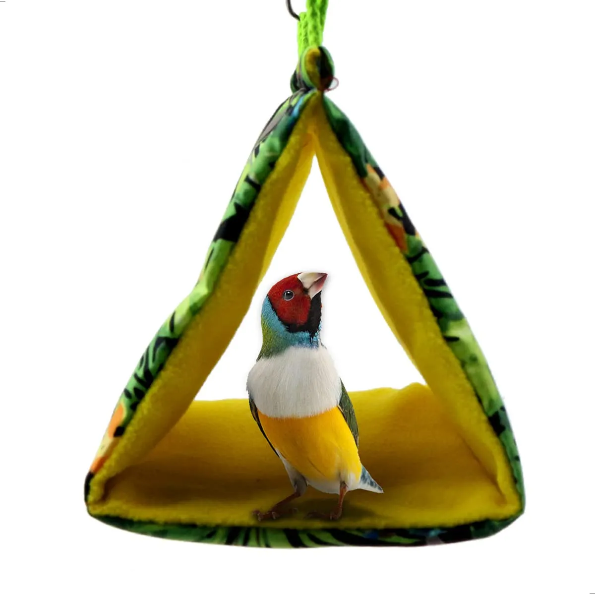 mimzemamz Amaca per Uccelli e Piccoli Animali, Nido Sospeso in Tessuto Morbido a Tunnel Triangolare, 23x14.5x17 cm - immagine 3