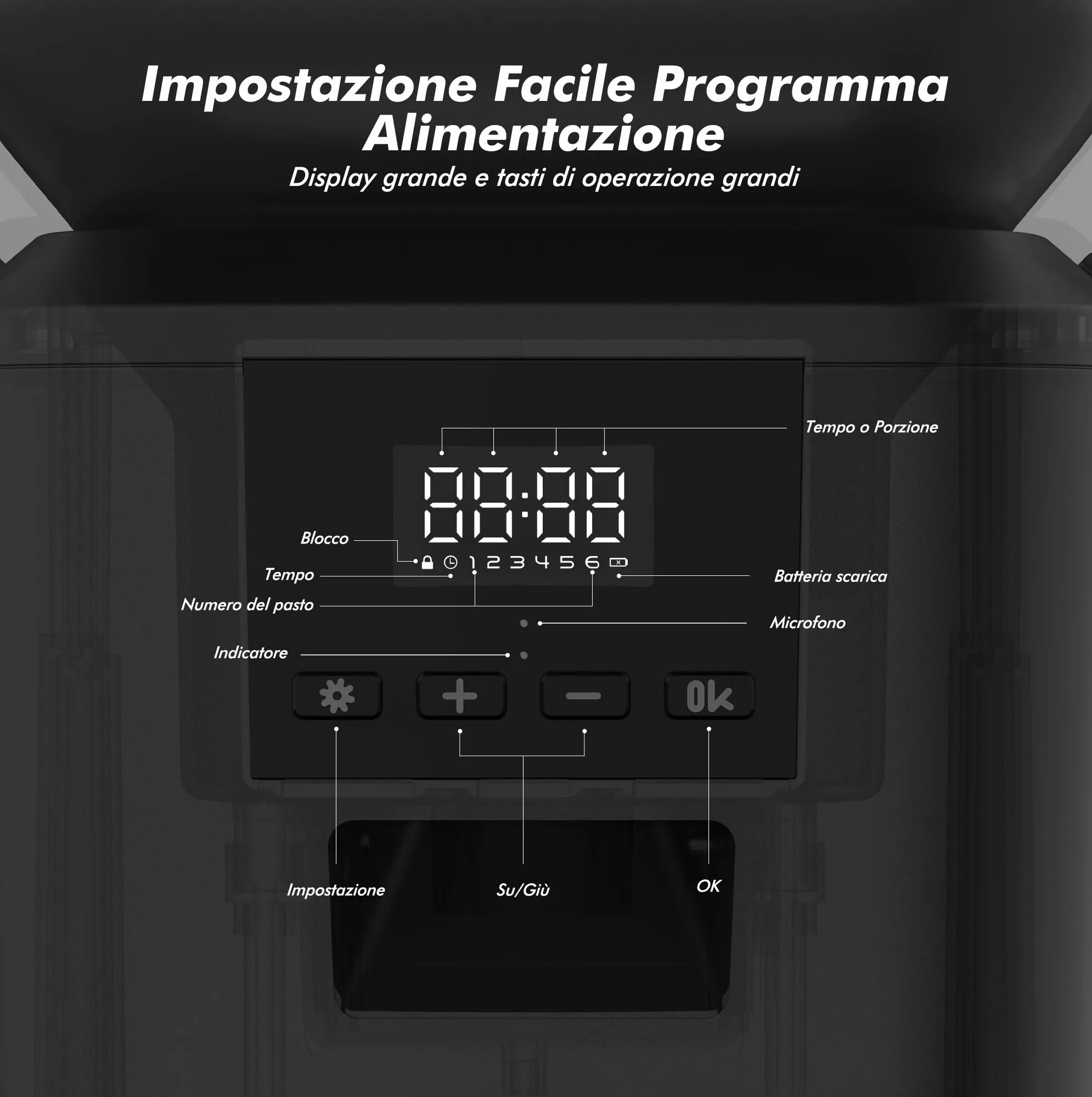 Nityers Distributore Automatico Cibo Gatti e Cani, Capacità 8L, Crocchette fino a 18 mm, Ciotola in Acciaio Inox, Alimentazione Duale, Registratore Vocale 10s, QQ-021 - immagine 9