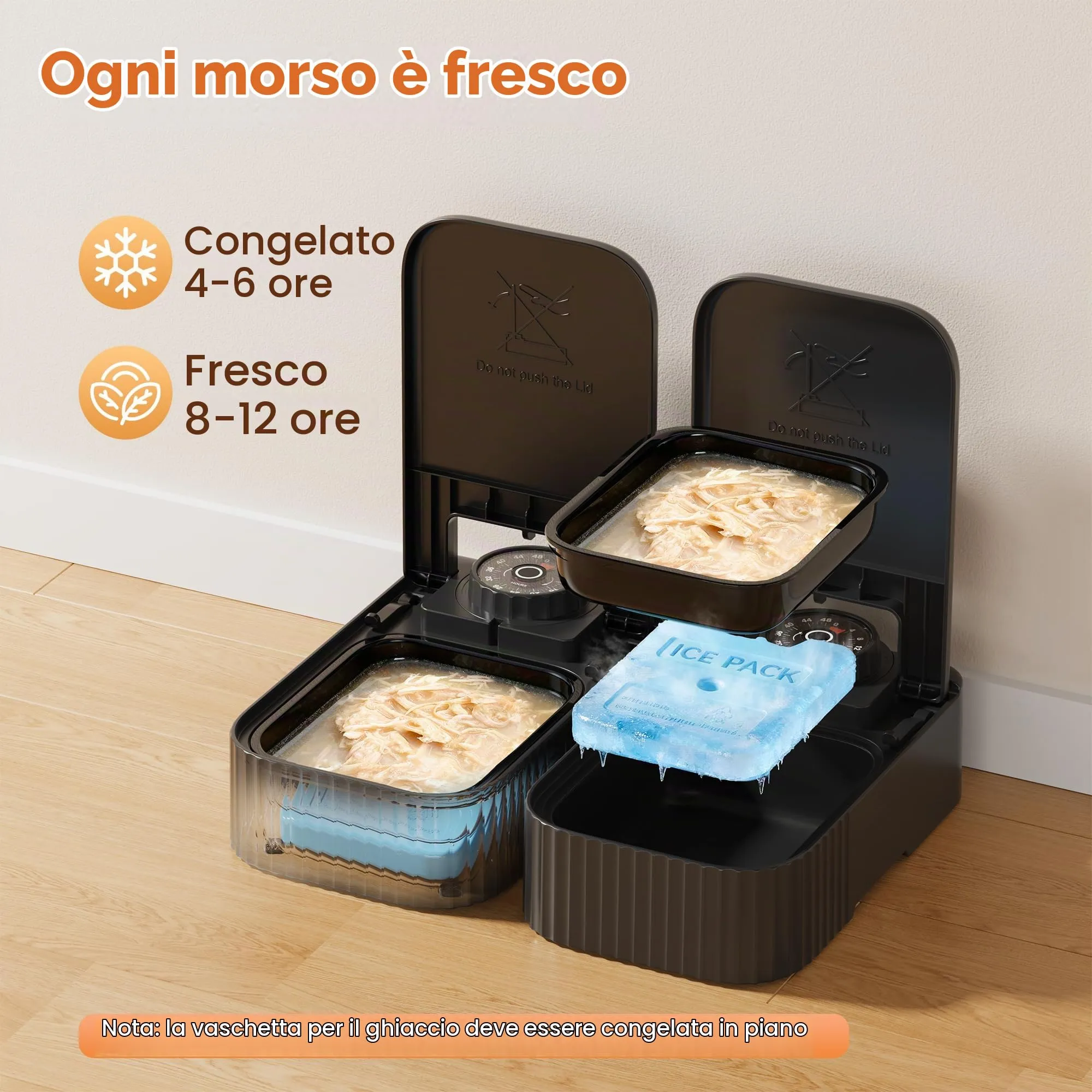 SOOFPET Distributore Automatico Cibo Gatti Umido e Secco con Timer 48 Ore, Dosatore Crocchette senza Fili, 350g per Pasto, Nero - immagine 3