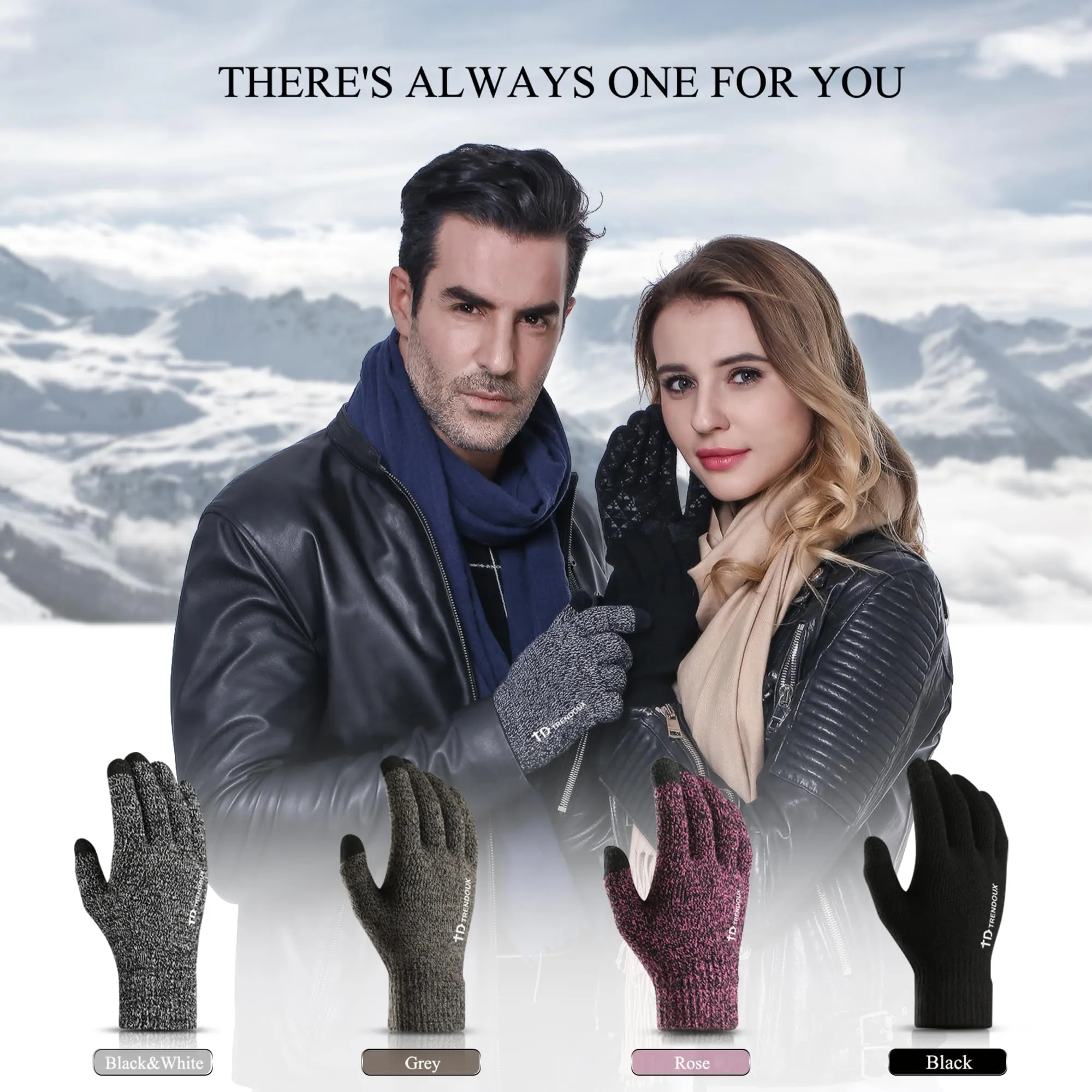 TRENDOUX Guanti Invernali Termici a Maglia Touch Screen Unisex, Nero, XXL - immagine 6