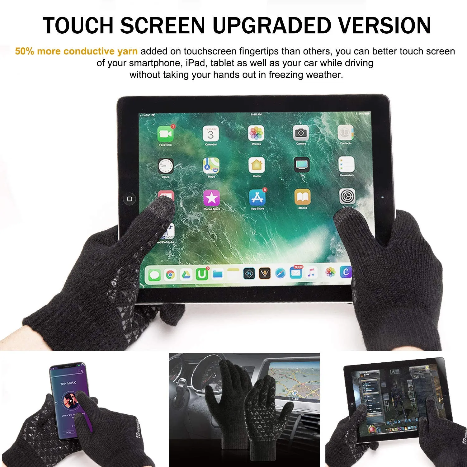 TRENDOUX Guanti Invernali Touchscreen Unisex, Nero, Taglia S - immagine 2