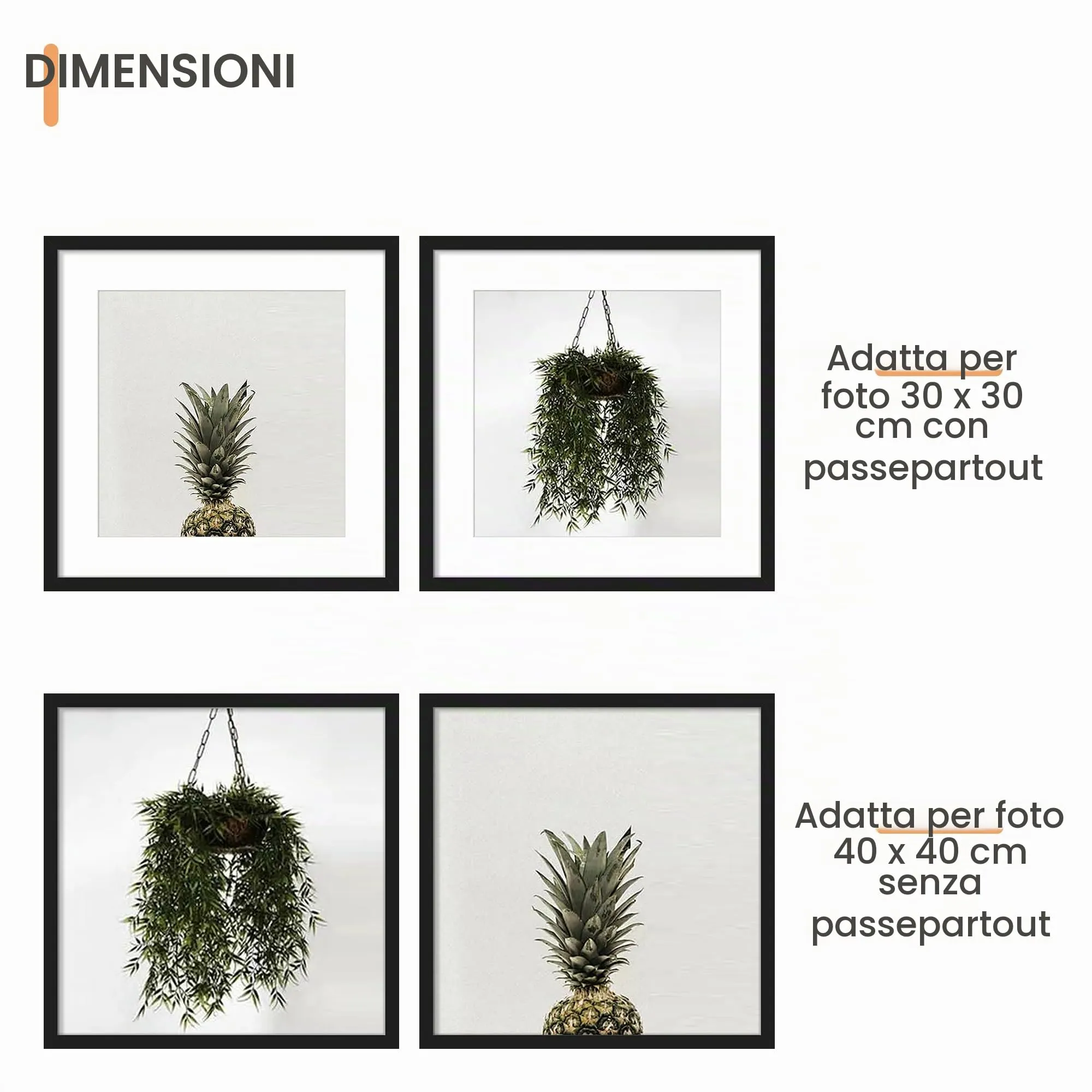 upsimples Cornici Portafoto, Set da 3, 40 x 40 cm, Nero - immagine 2