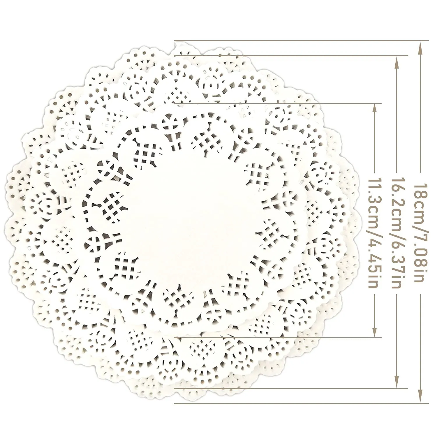 Cisolen Centrini Rotondi in Carta Pizzo Bianca, 300 Pezzi, 3 Taglie (11,3 cm, 16,2 cm, 18 cm) - immagine 7