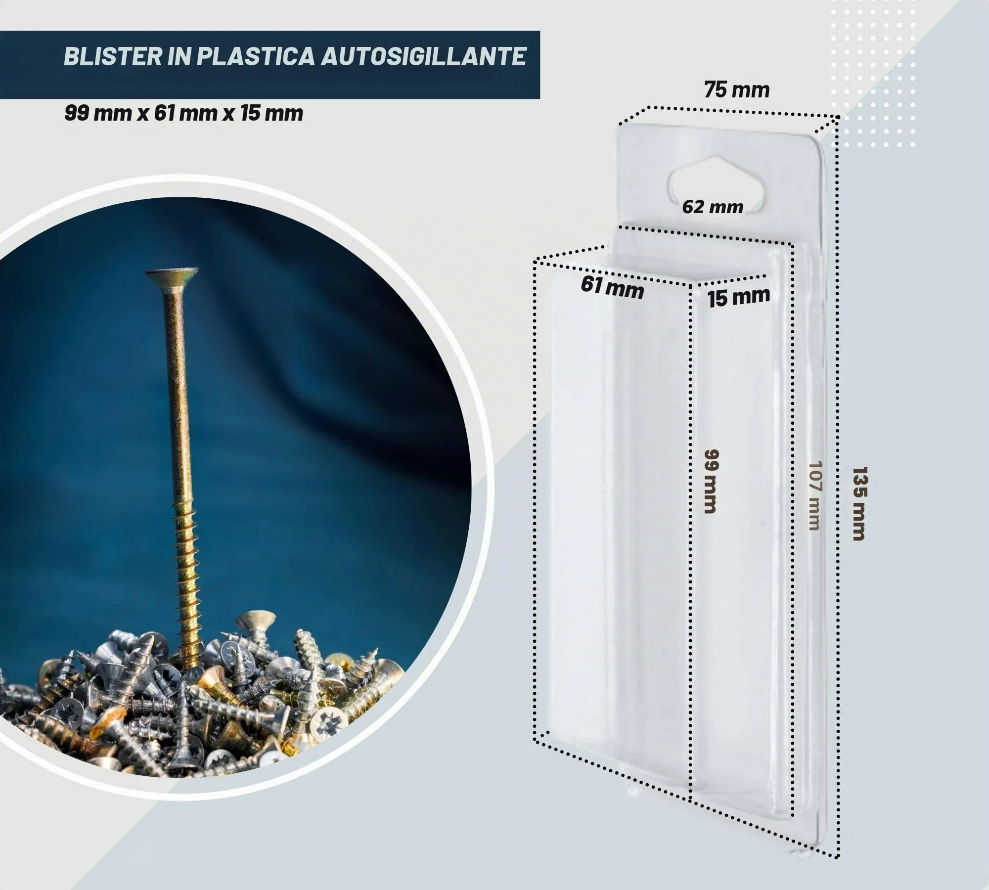 DOJA Barcelona Scatole Blister Auto-Chiusura in PVC Trasparente, 50 Pezzi, Interno 99x61x15 mm, Esterno 137x75x25 mm - immagine 5