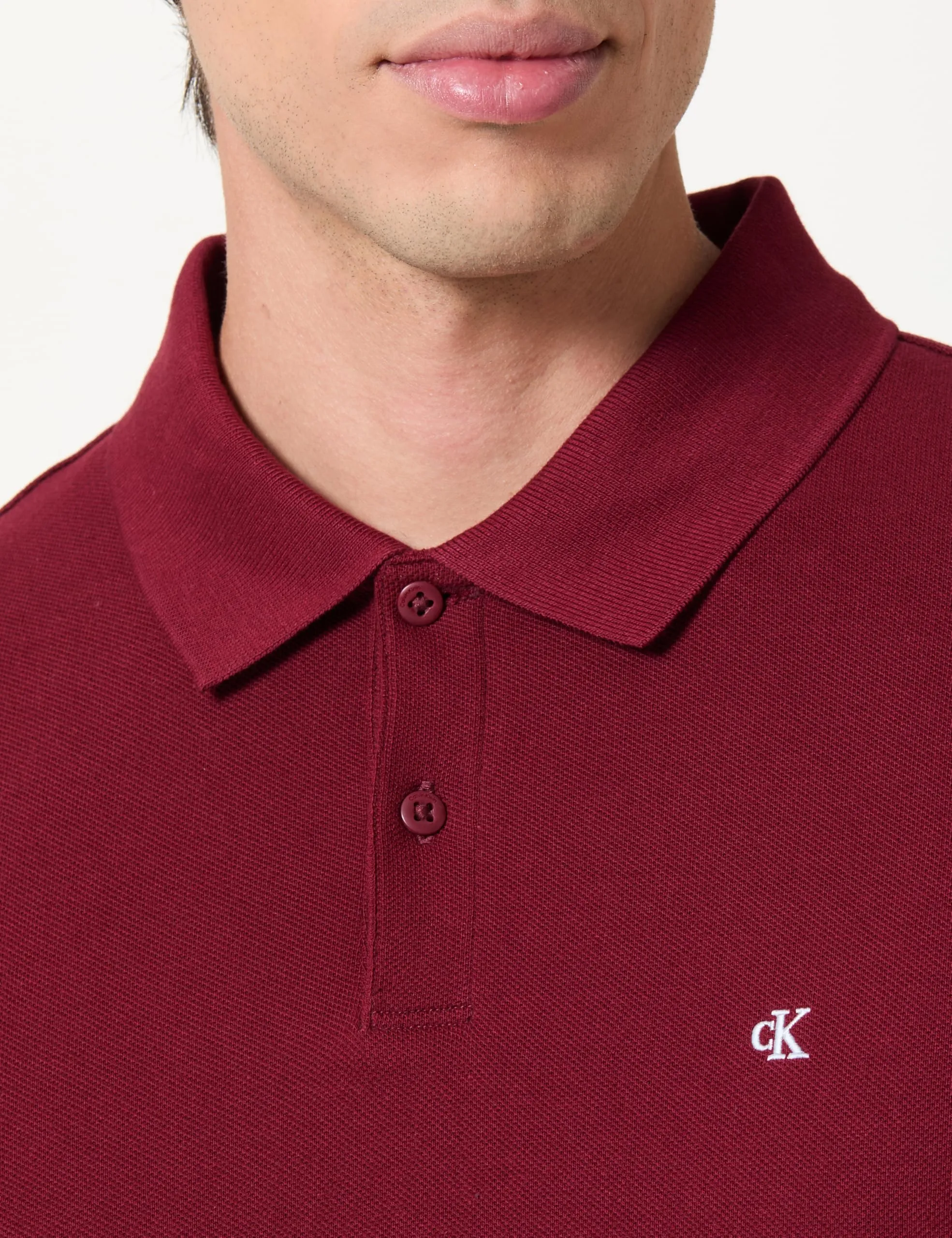 Calvin Klein Monogram Pique Cotton Short Sleeve Polo Shirt, Renaissance Red, XXL - immagine 2