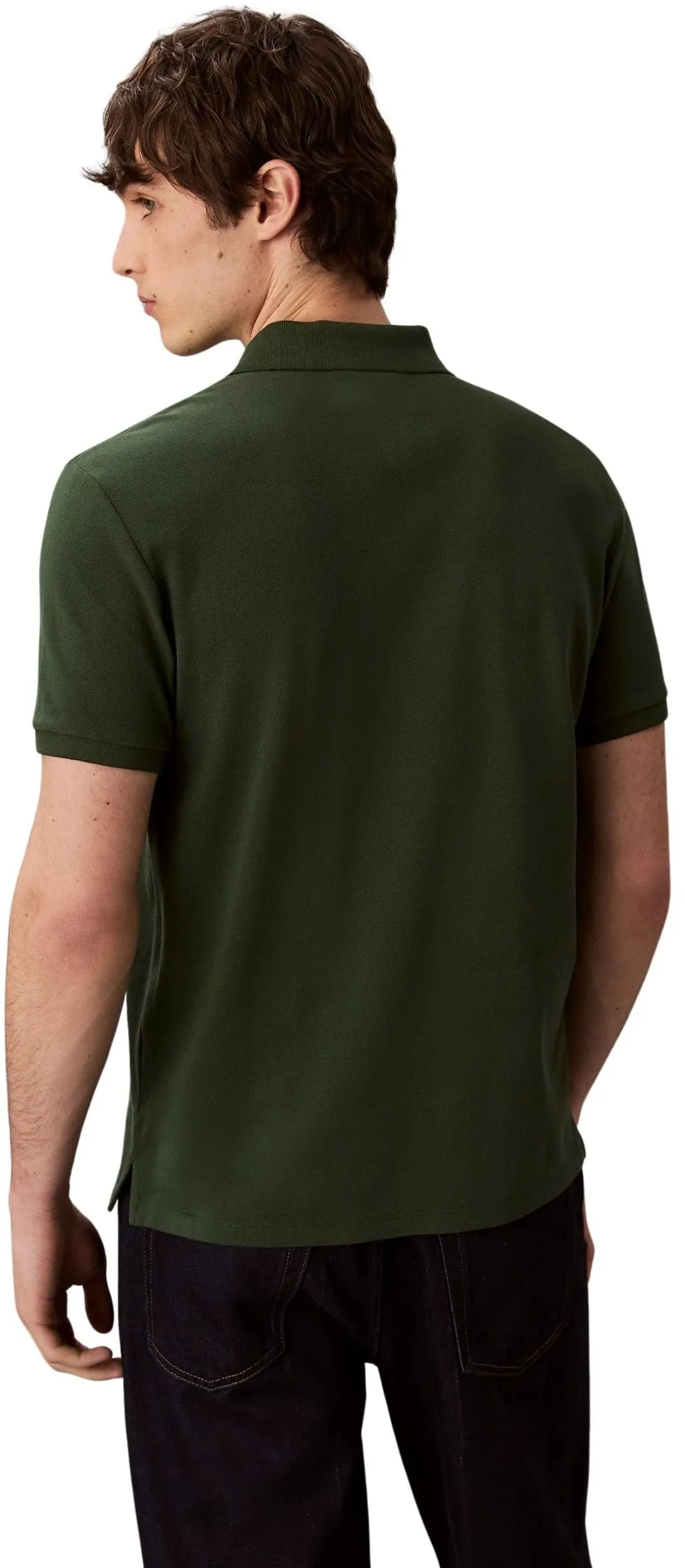 Calvin Klein Polo Monogram Pique in Cotone, Verde (Sycamore), S - immagine 2