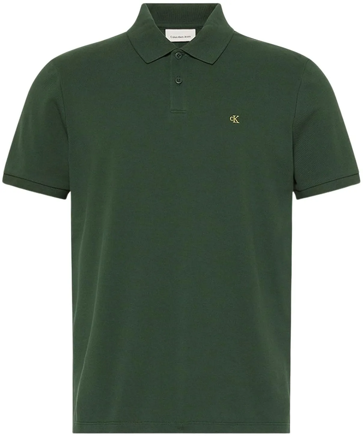 Calvin Klein Polo Monogram Pique in Cotone, Verde (Sycamore), S - immagine 5