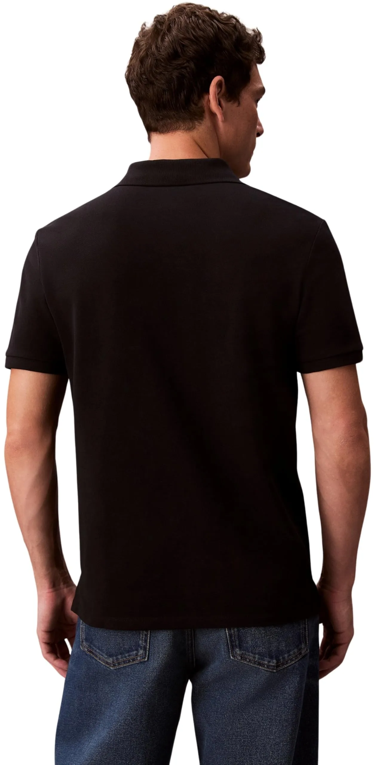 Calvin Klein Uomo Maglietta Polo Maniche Corte Monogram Pique in Cotone, Nero, XL - immagine 2