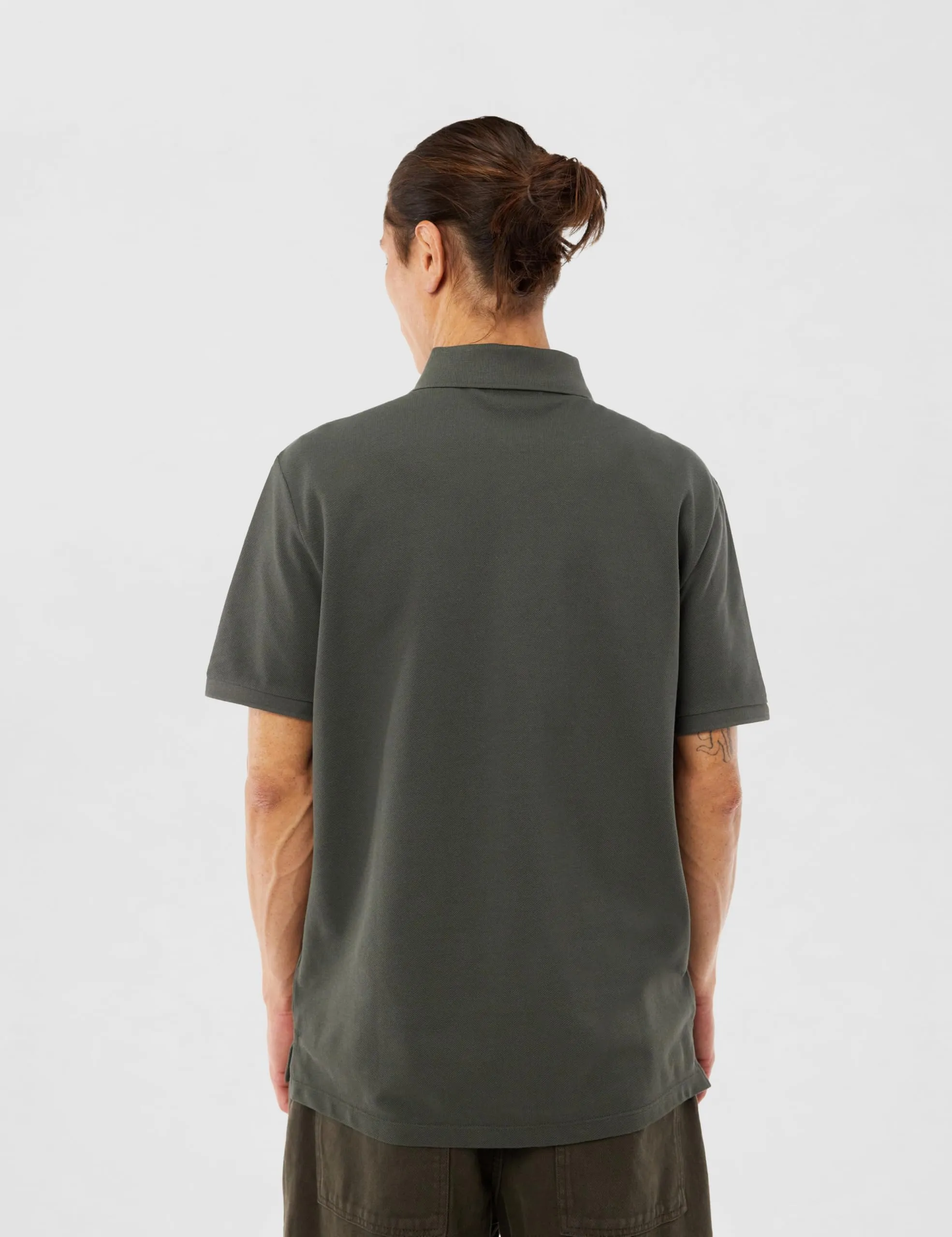 Calvin Klein Polo Uomo Monogram Pique in Cotone, Marrone (Beluga), XL - immagine 3