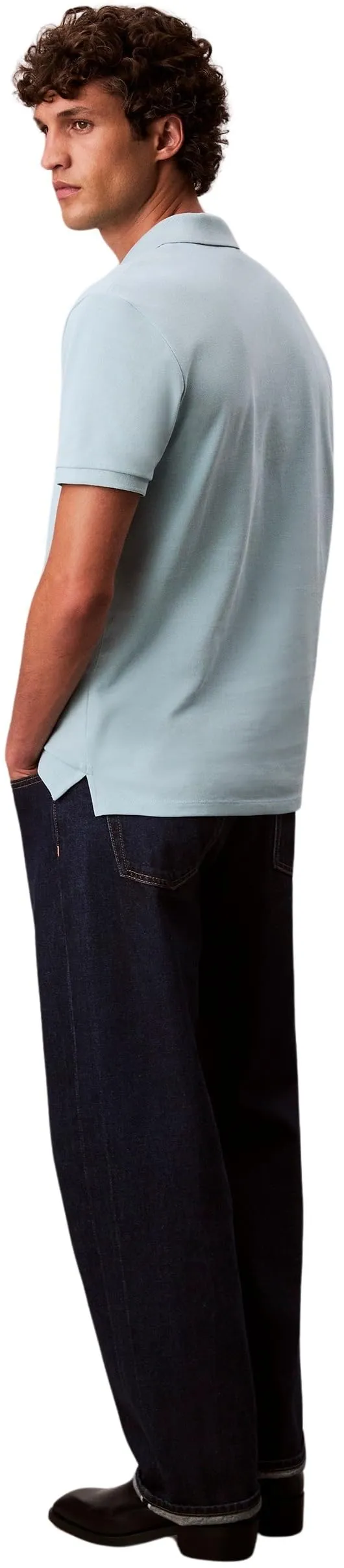 Calvin Klein Uomo Maglietta Polo Maniche Corte Monogram Pique in Cotone, Blu Stratosphere, XL - immagine 2